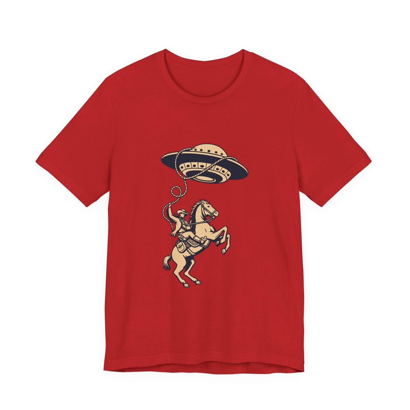 Cowboy Wrangling UFO Western Rodeo Sci Fi Graphic Tee - Image 45