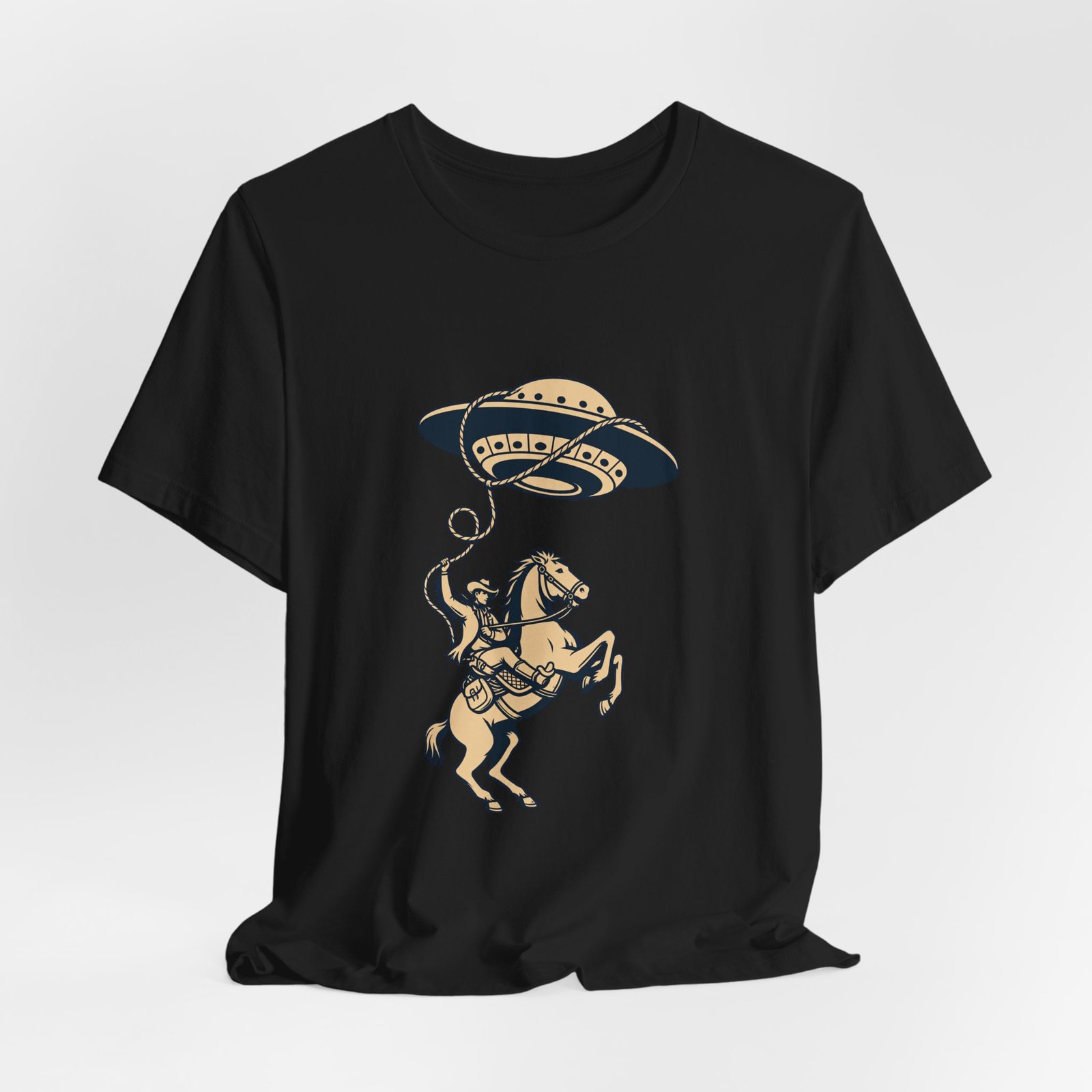 Cowboy Wrangling UFO Western Rodeo Sci Fi Graphic Tee - Image 16