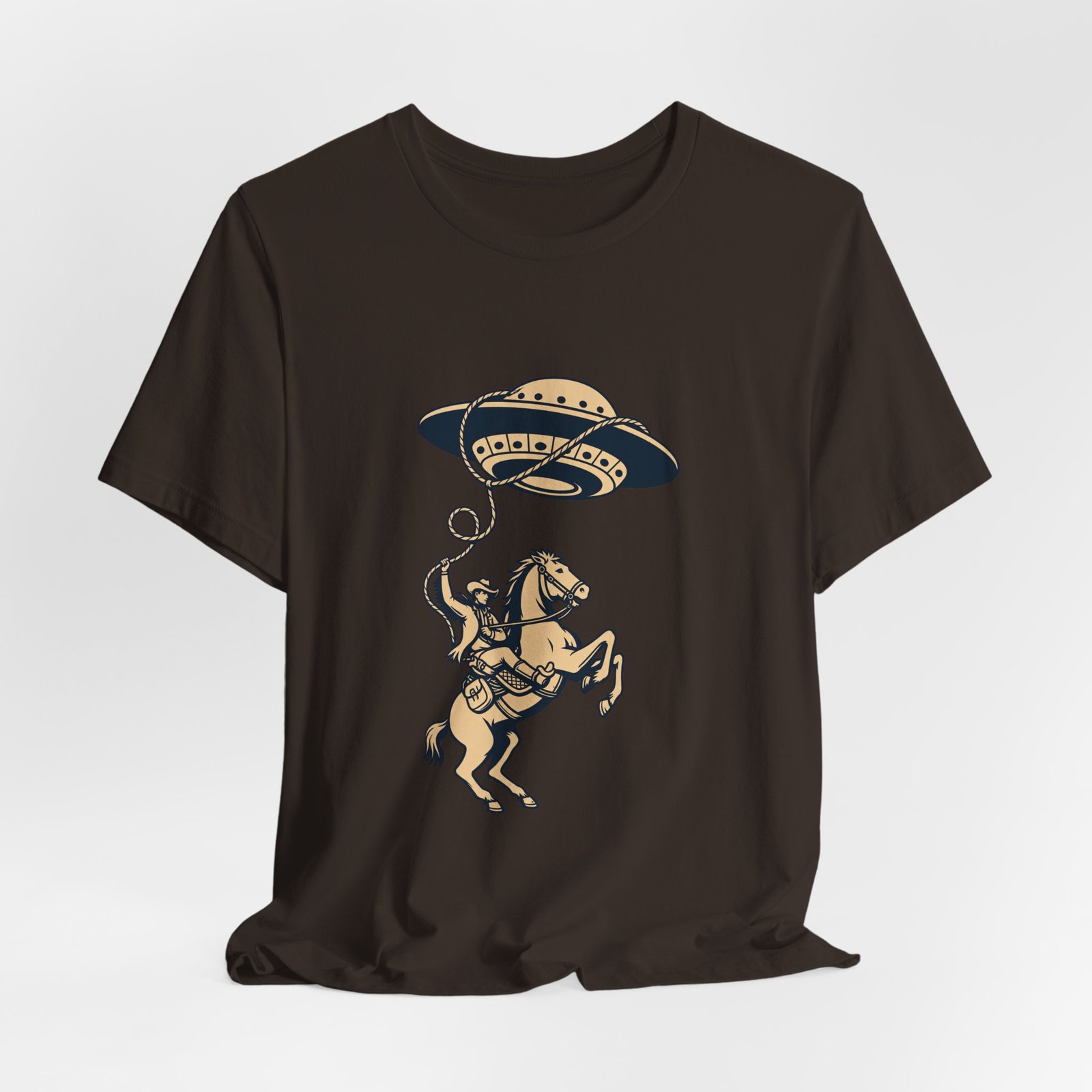 Cowboy Wrangling UFO Western Rodeo Sci Fi Graphic Tee - Image 12