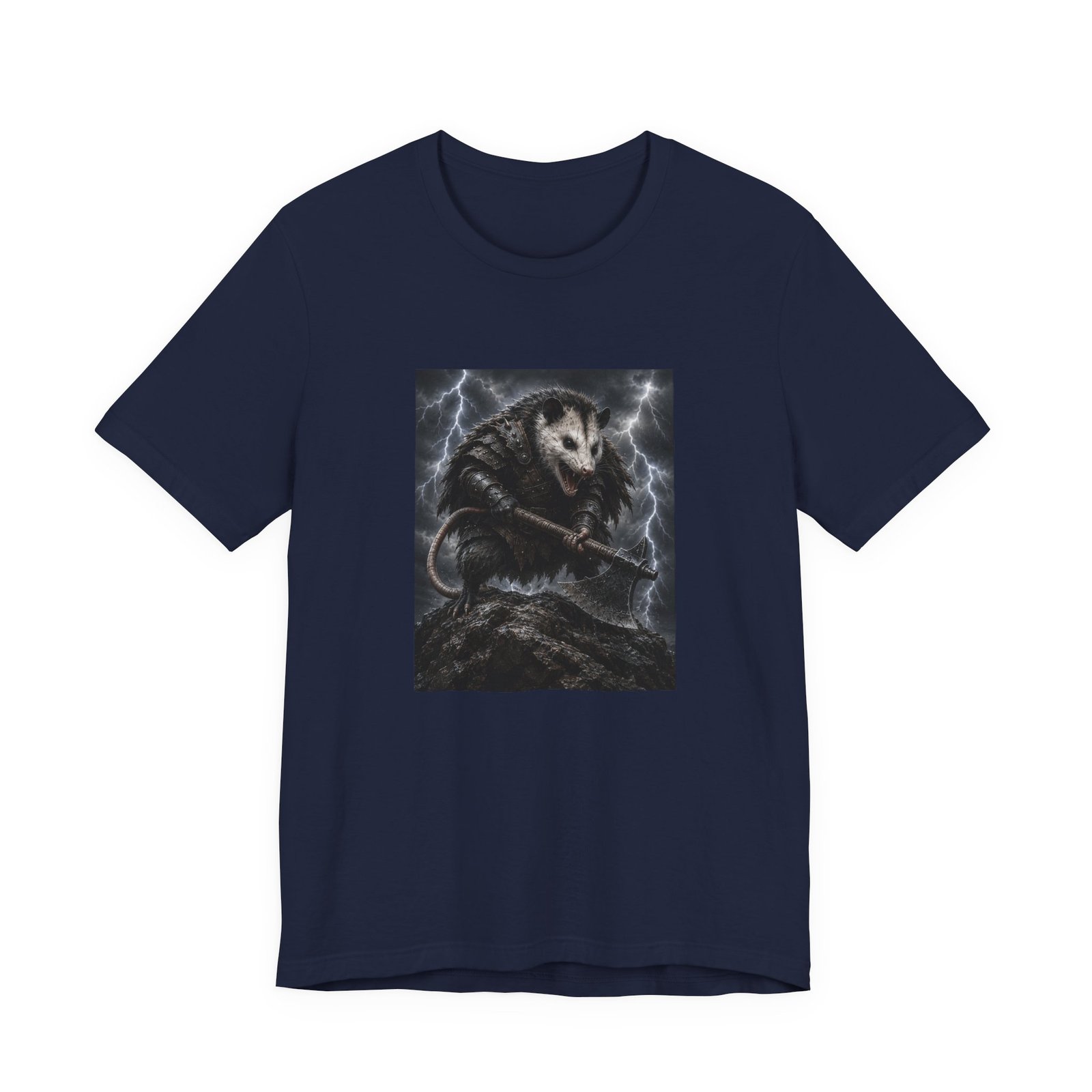 Opossum Warrior With Axe Lightning Storm Graphic Tee - Image 33
