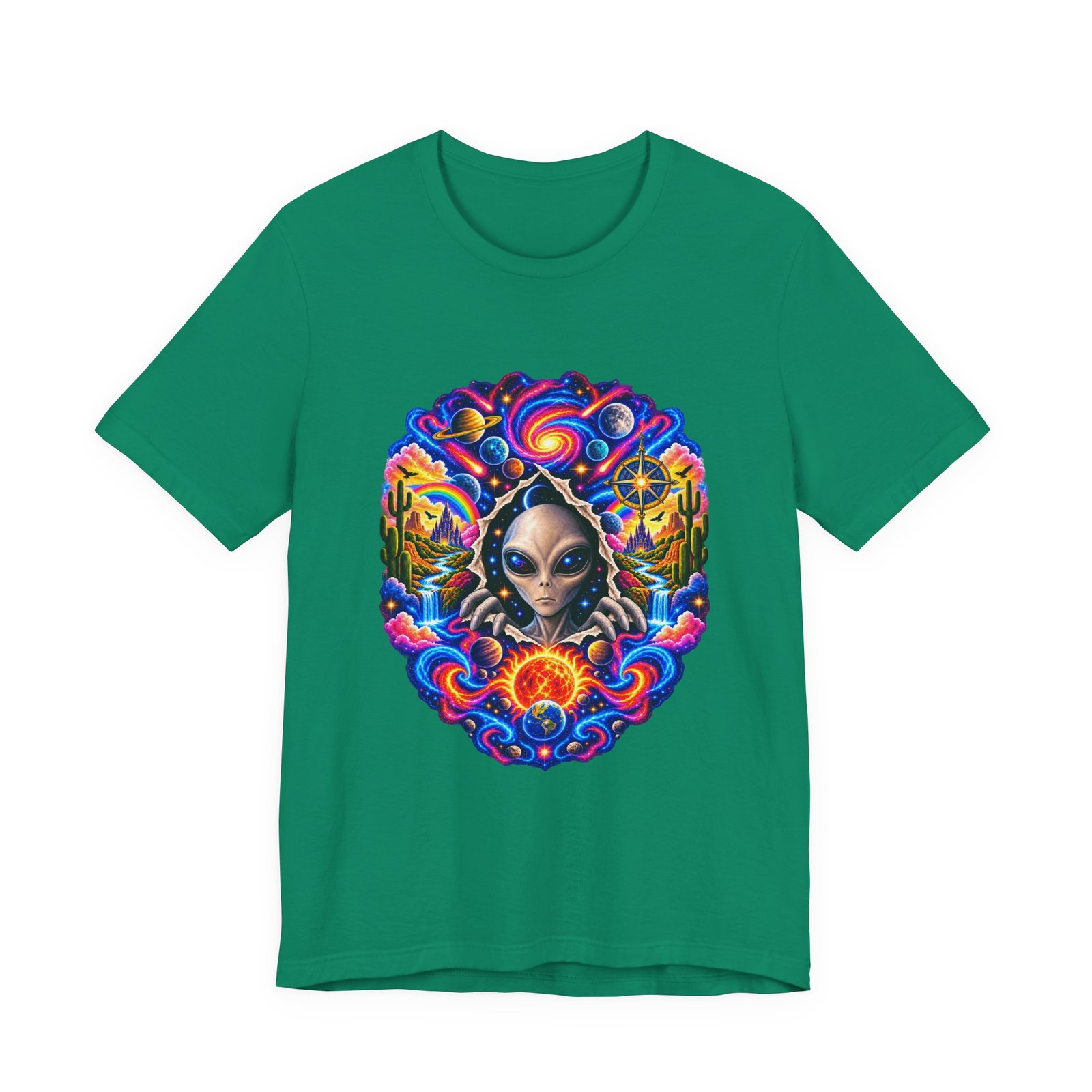 Psychedelic Alien Cosmic Portal Space Graphic Tee - Image 25