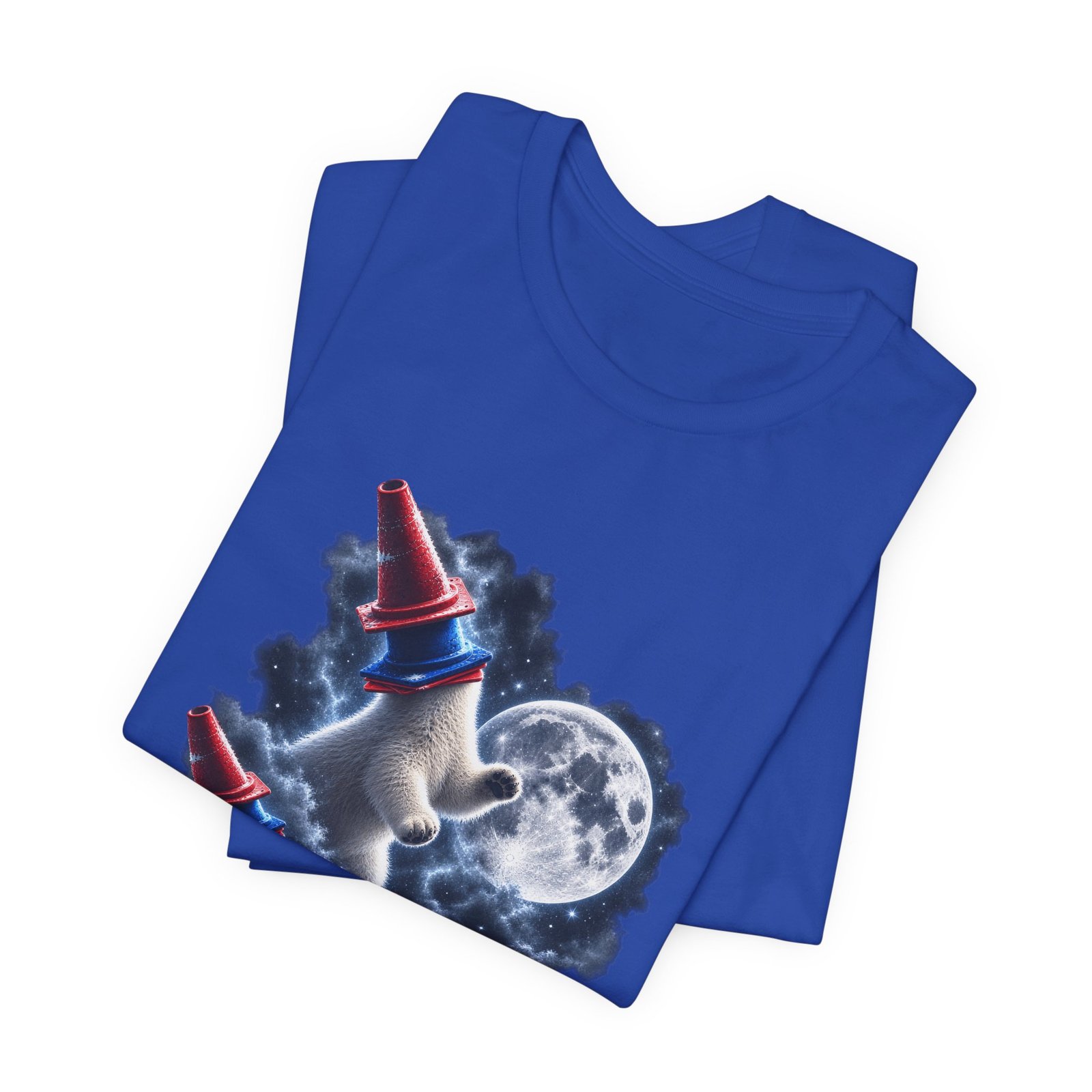 Surreal Polar Bears With Traffic Cones Moon Humor Graphic Tee - Image 19