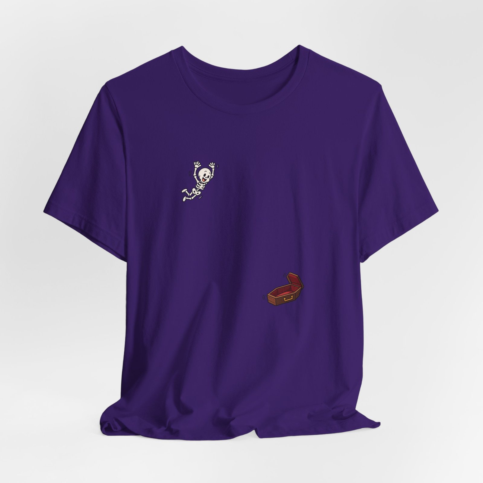 Funny Skeleton Jumping Into Coffin Halloween Humor Graphic Tee - Image 28