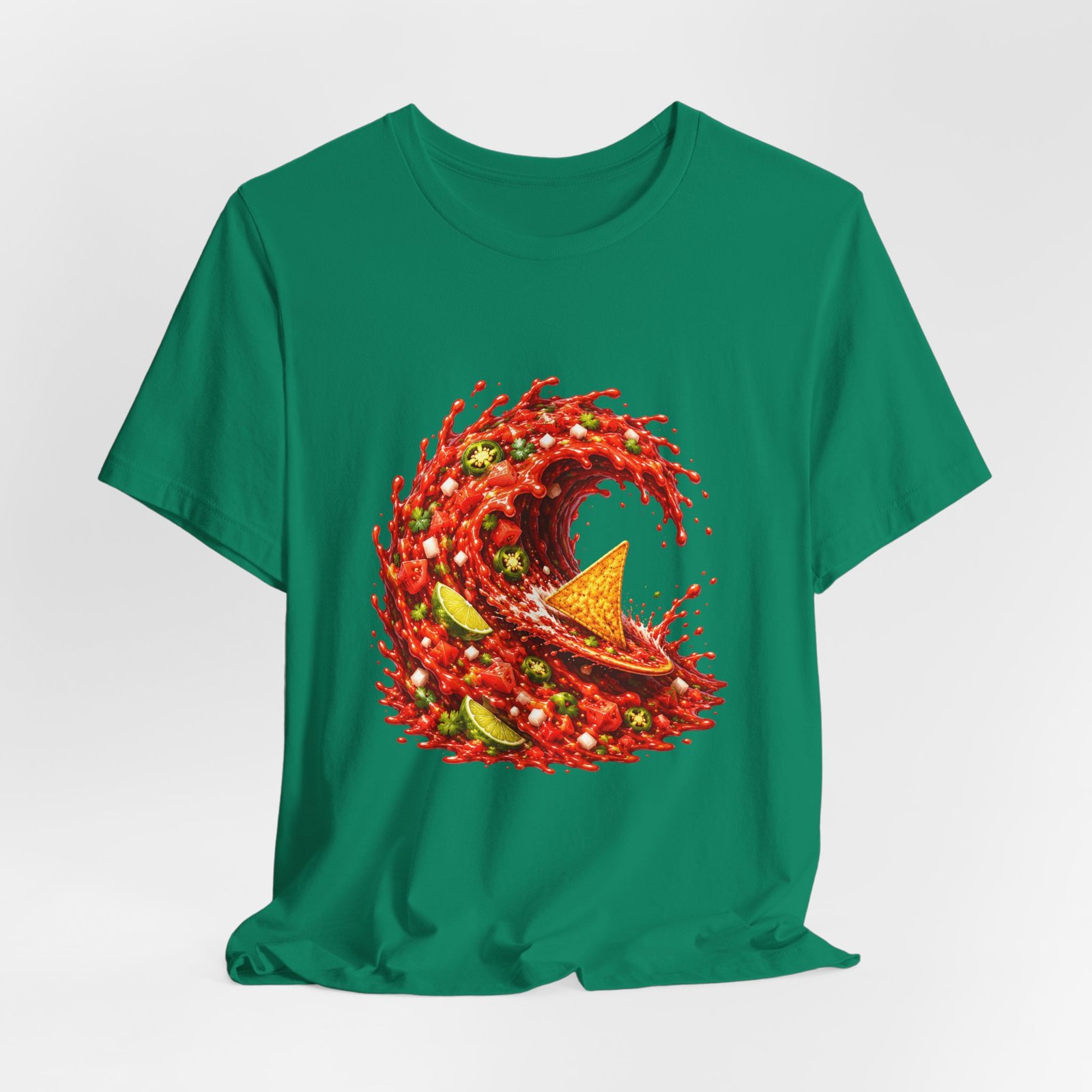 Tortilla Chip Surfing Spicy Salsa Wave Graphic Tee - Image 28
