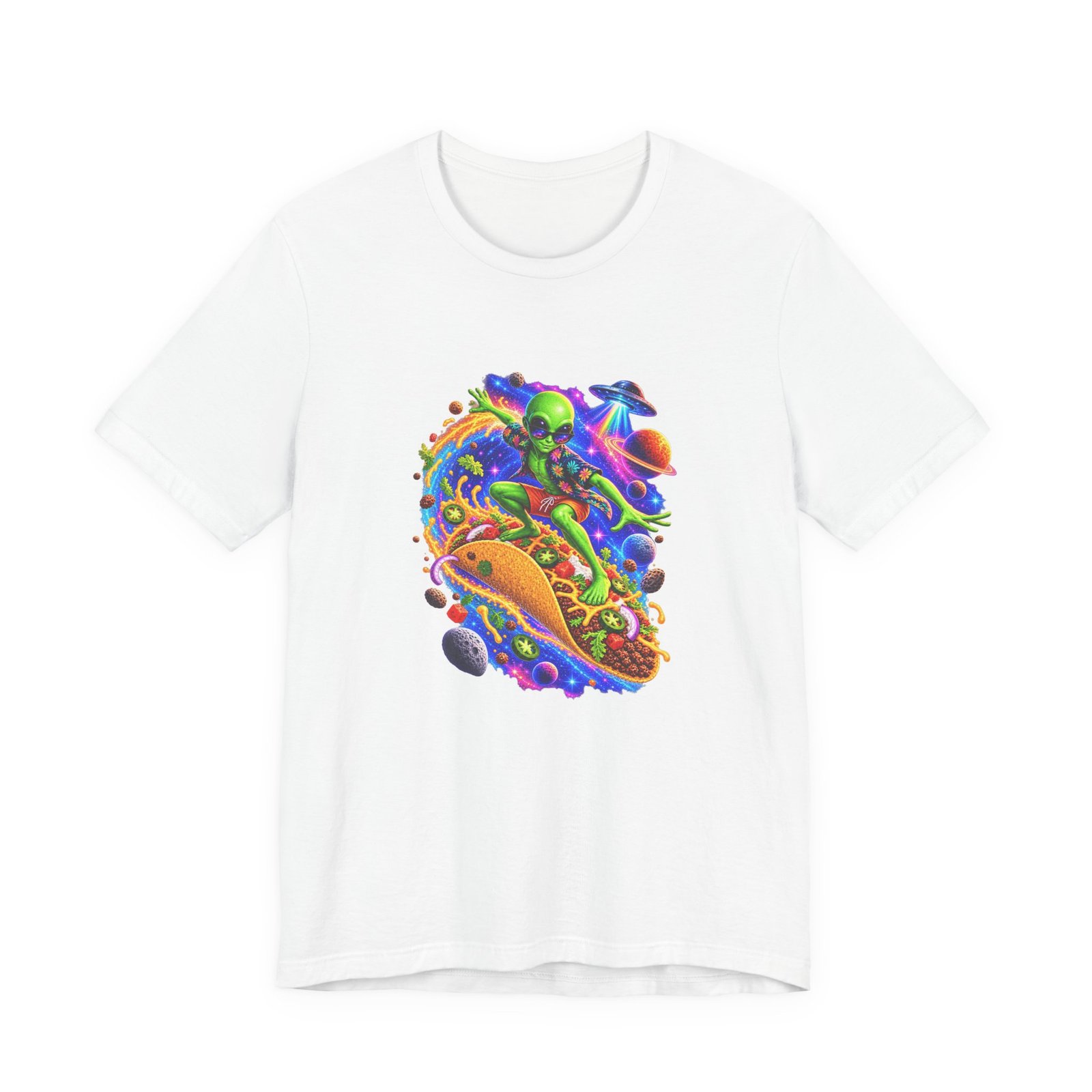 Alien Taco Space Surfer Graphic Tee