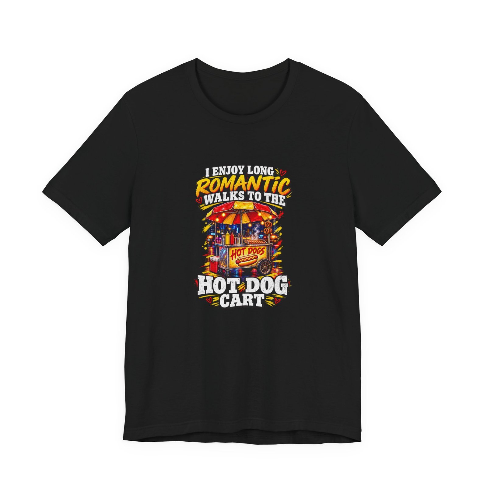 Romantic Walks To The Hot Dog Cart Graphic Tee - Image 13