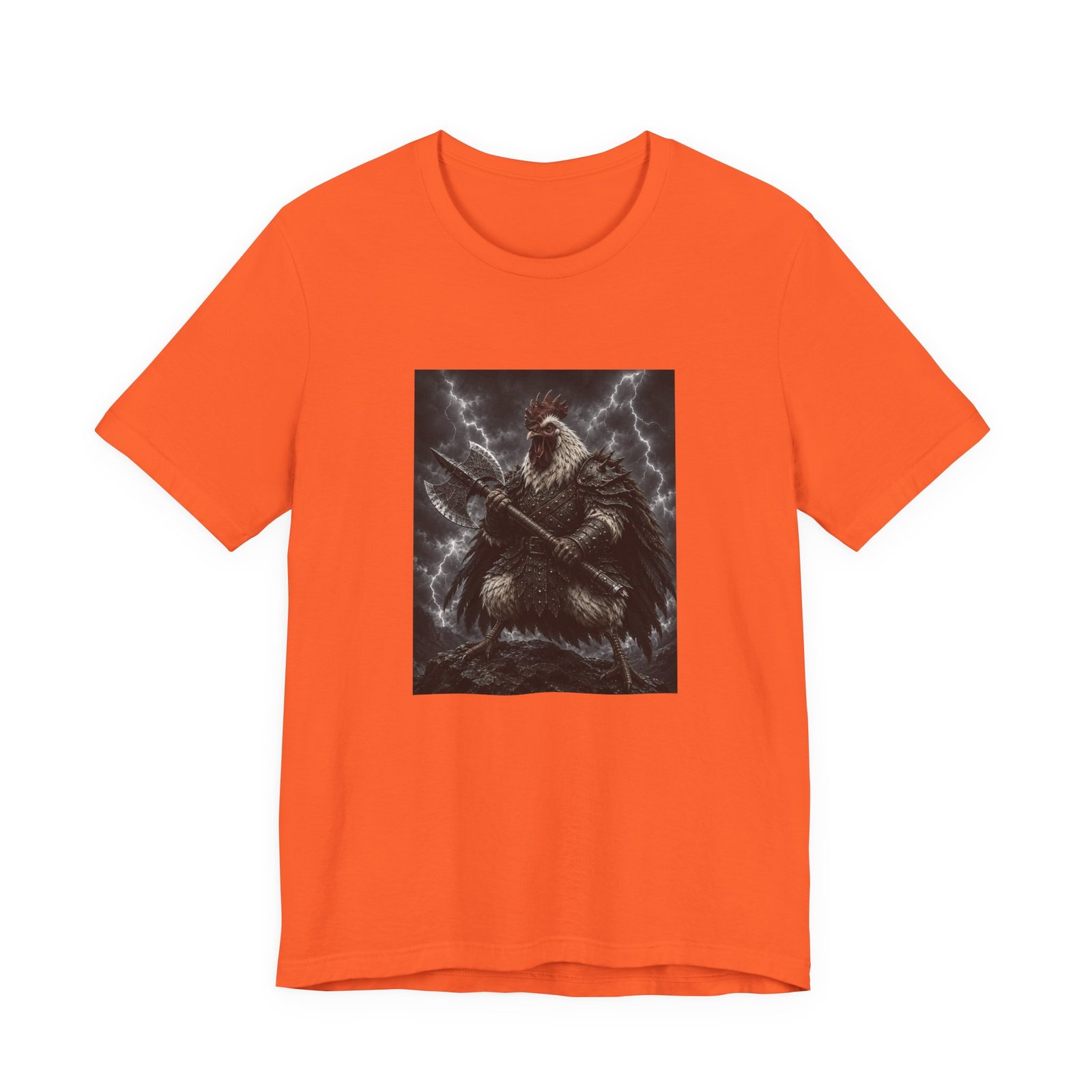 Fantasy Rooster War Lightning Axe Graphic Tee - Image 5