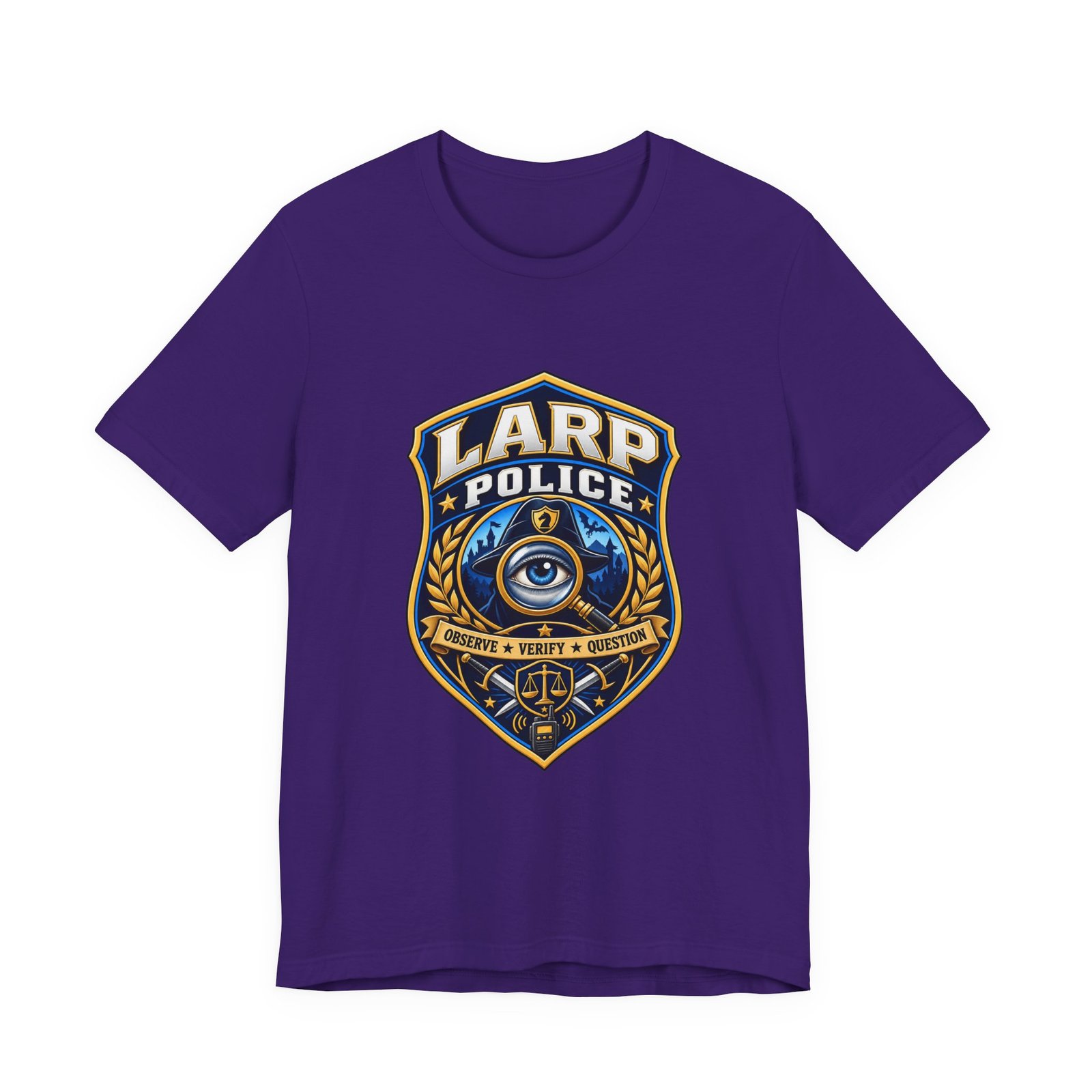 LARP Police Observe Verify Question Badge Tee - Image 37
