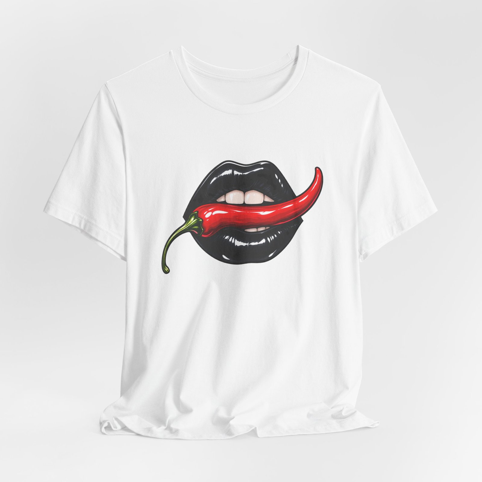 Chili Lips Bite Spicy Food Humor Graphic Tee - Image 4