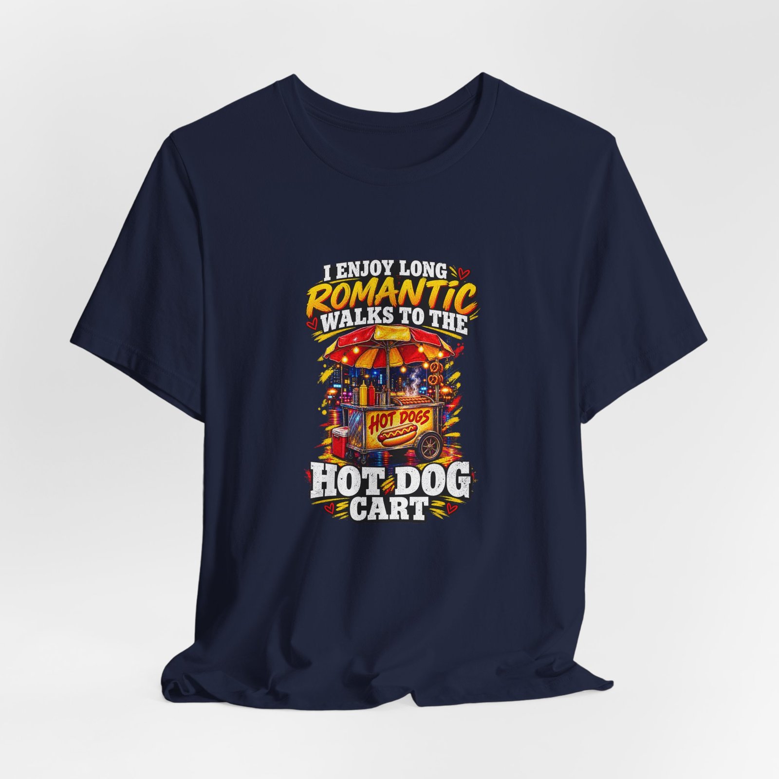 Romantic Walks To The Hot Dog Cart Graphic Tee - Image 36