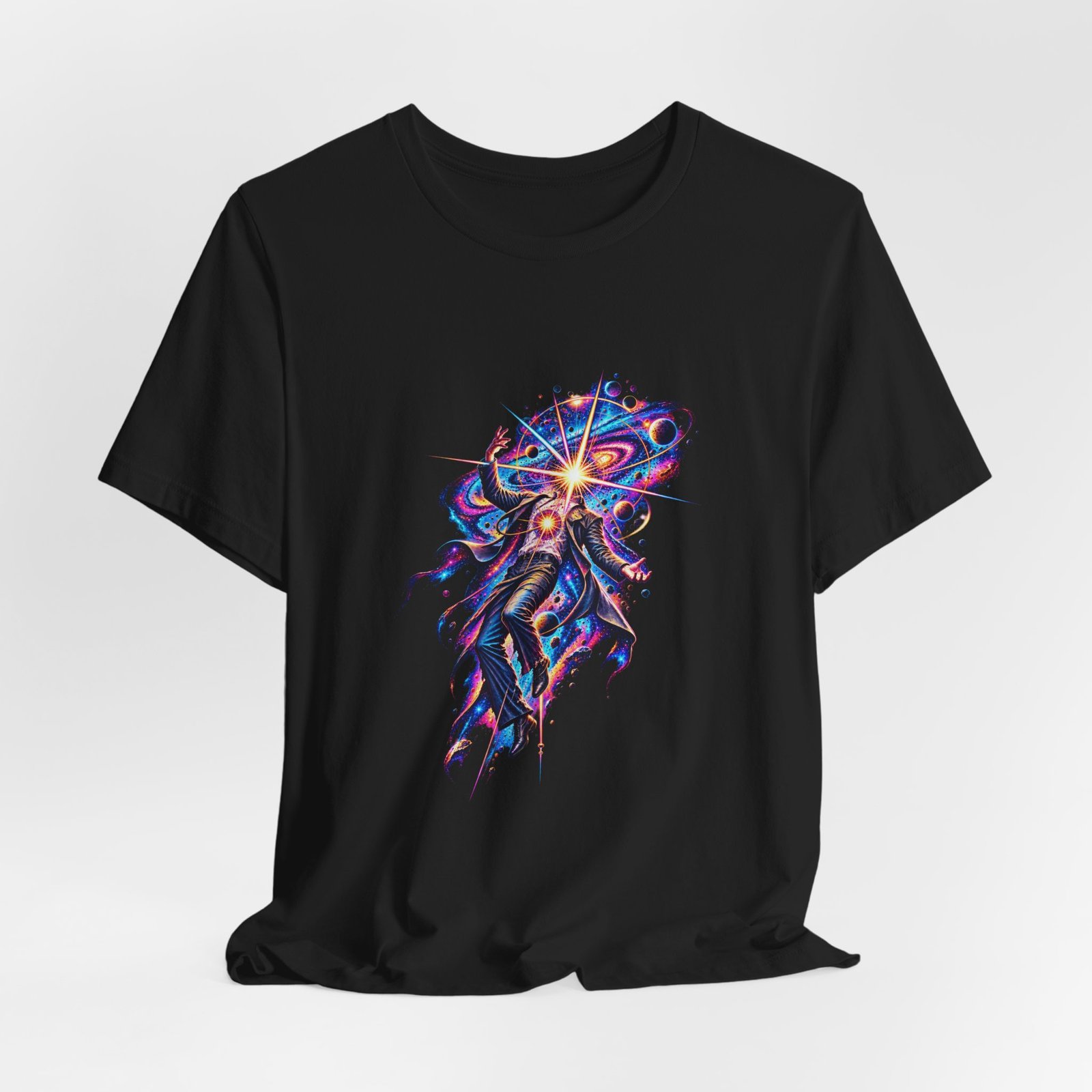 Cosmic Awakening Starburst Human Figure Graphic Tee - Image 8