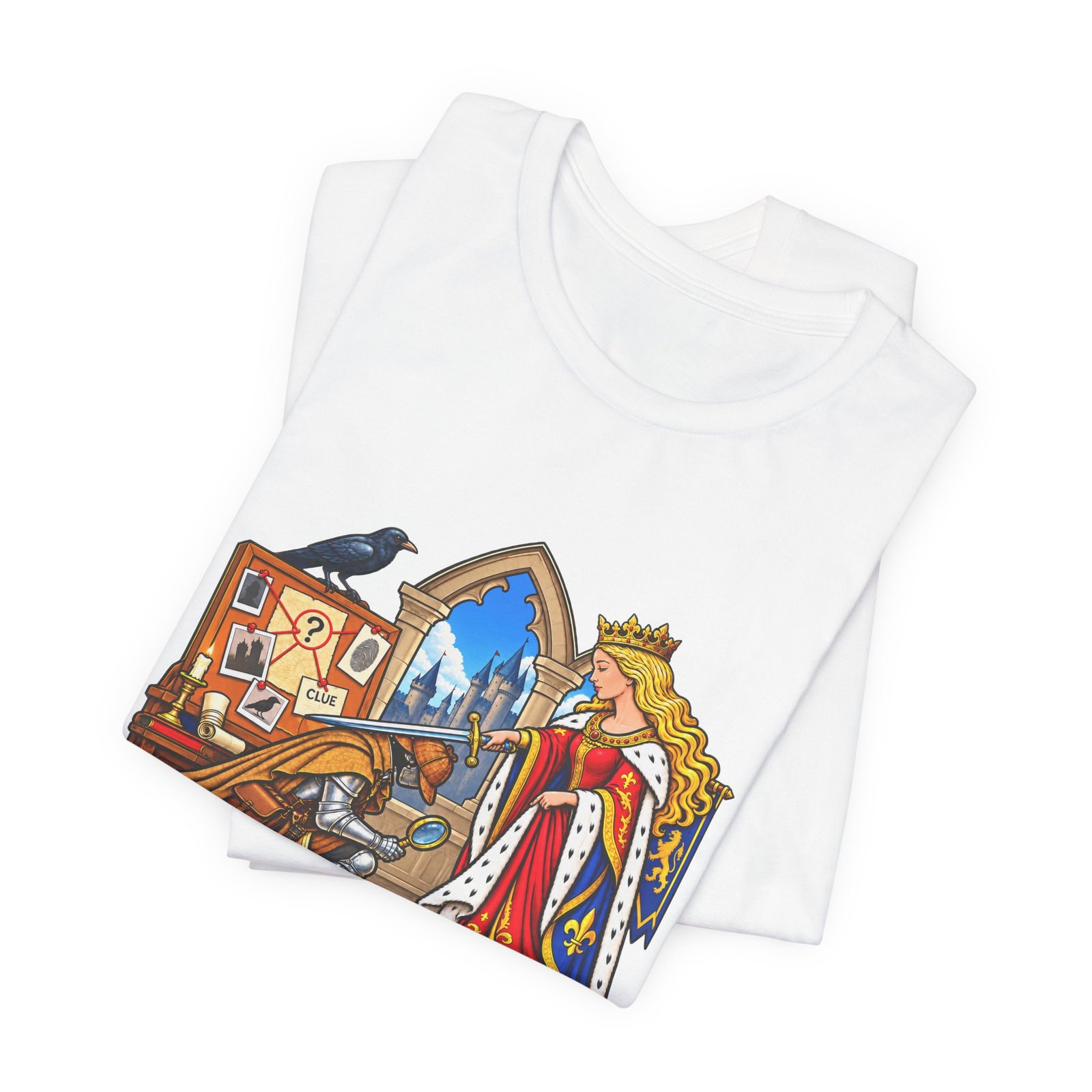 Sir Cumstantial Evidence Medieval Mystery Graphic Tee - Image 3