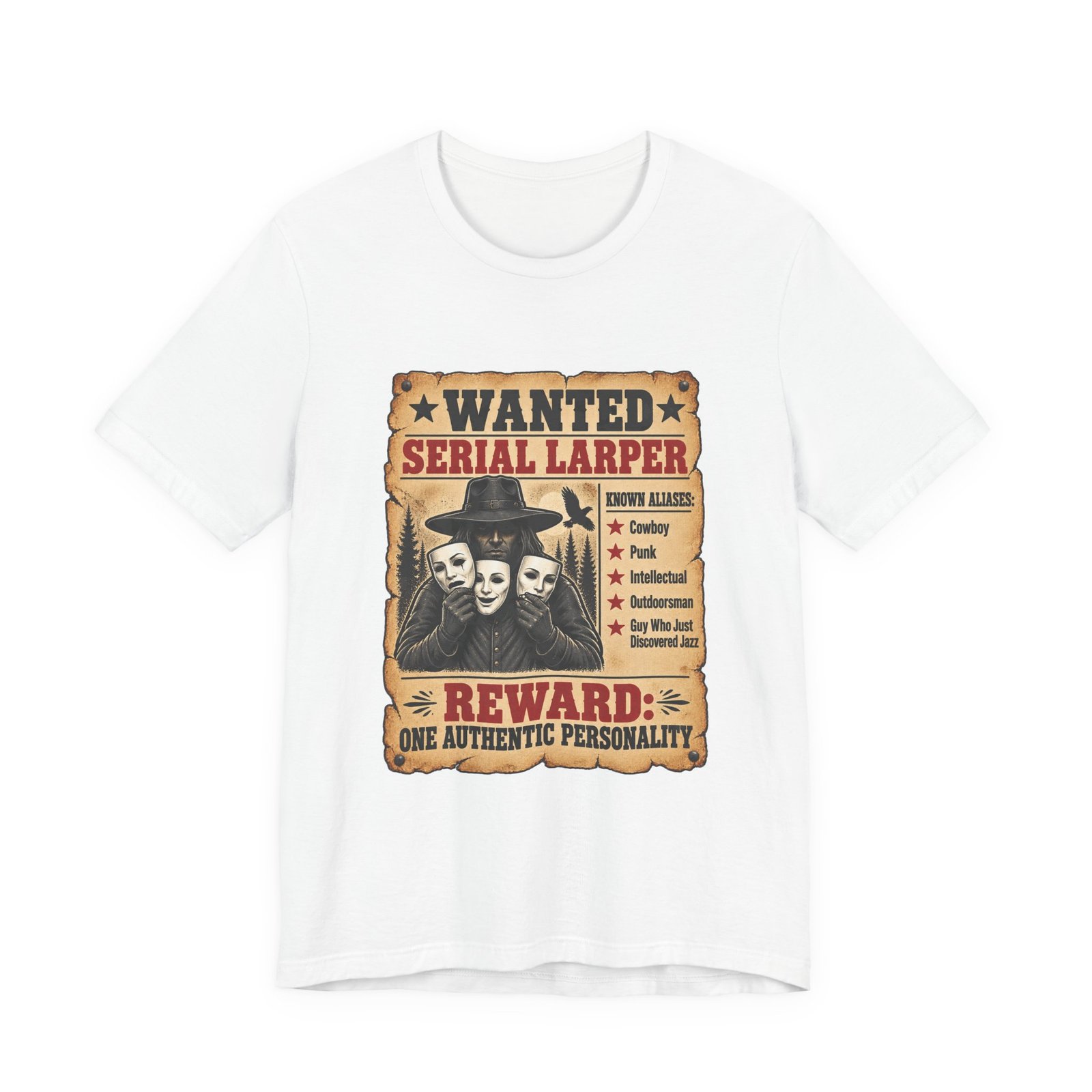Wanted Serial Larper Funny Persona Poster Graphic Tee
