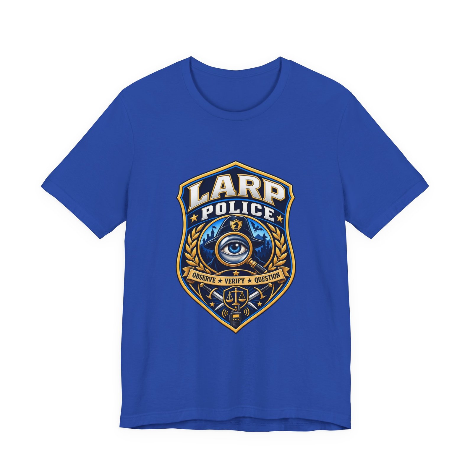 LARP Police Observe Verify Question Badge Tee - Image 29