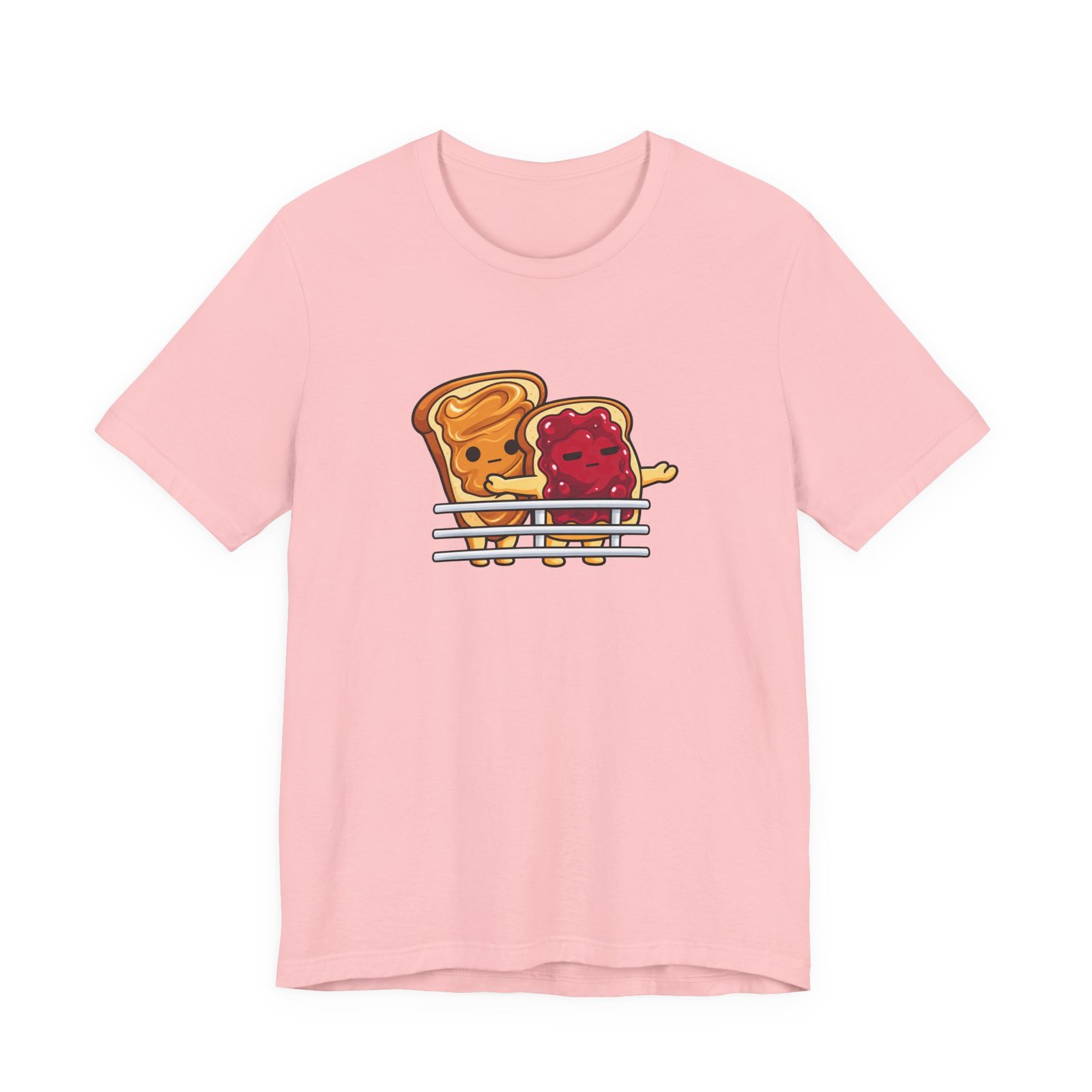 Cute Peanut Butter Jelly On Toast Lovers Ship Pose Graphic Tee - Image 13