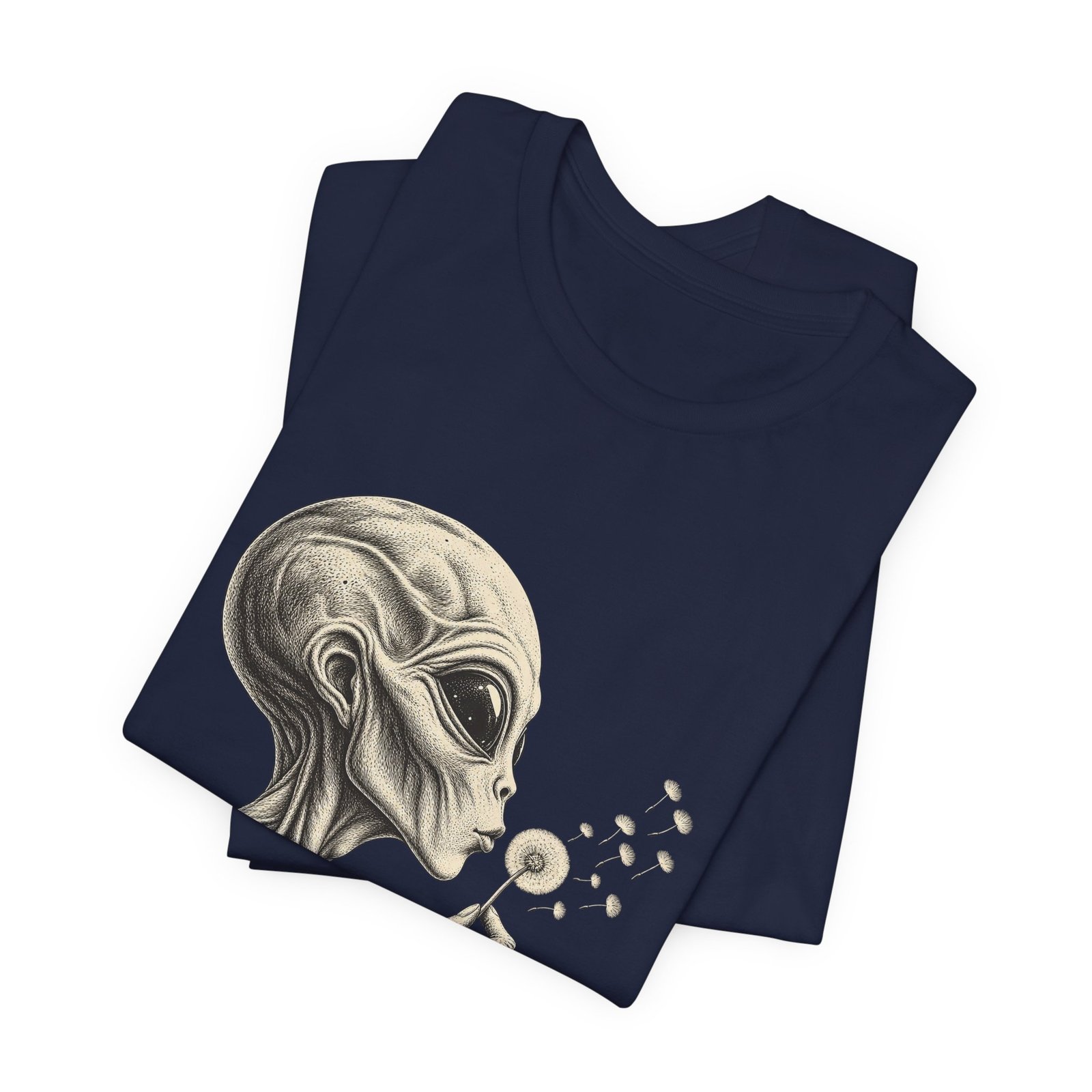 Alien Blowing Dandelion Seeds Wishful Extraterrestrial Wonder Tee - Image 35