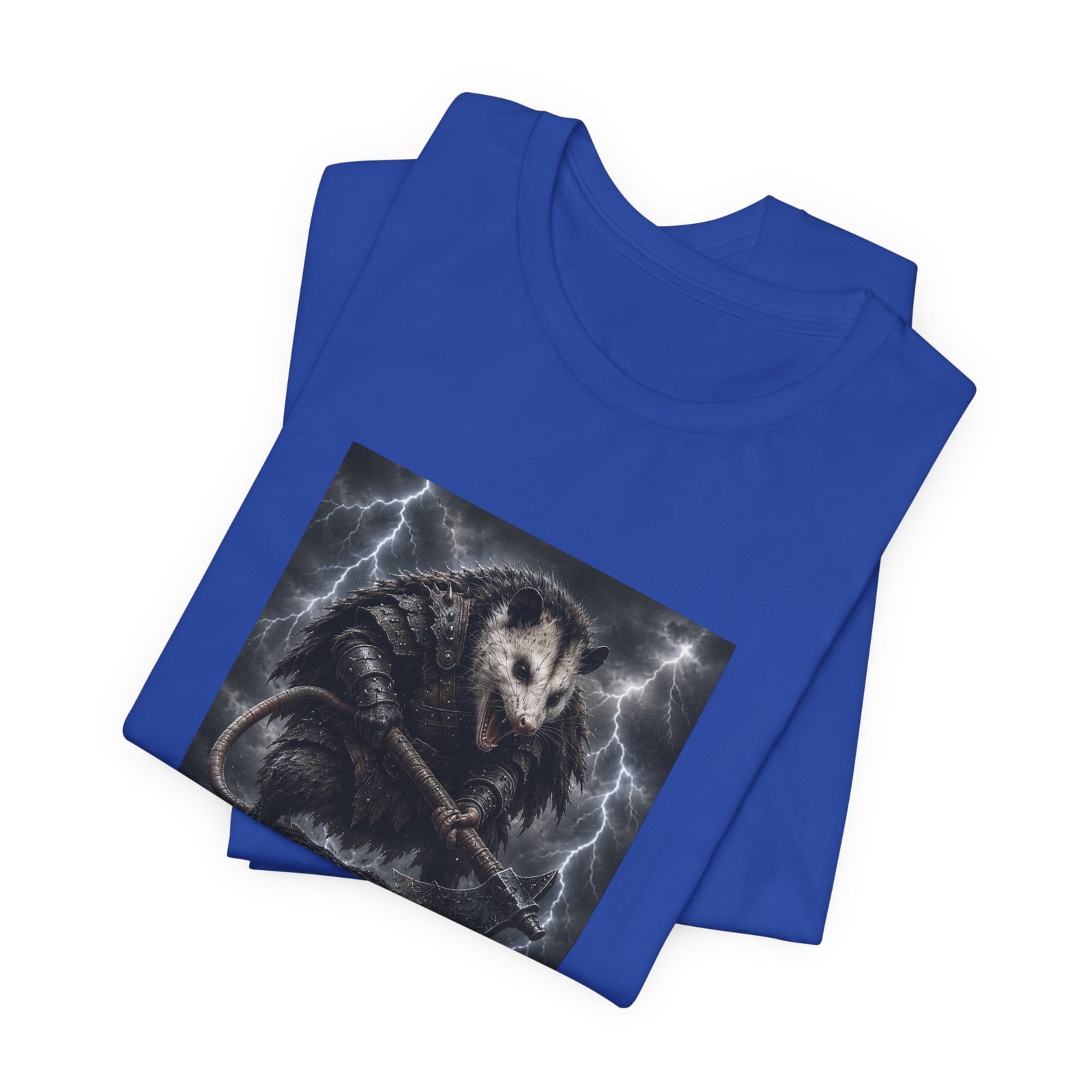 Opossum Warrior With Axe Lightning Storm Graphic Tee - Image 31
