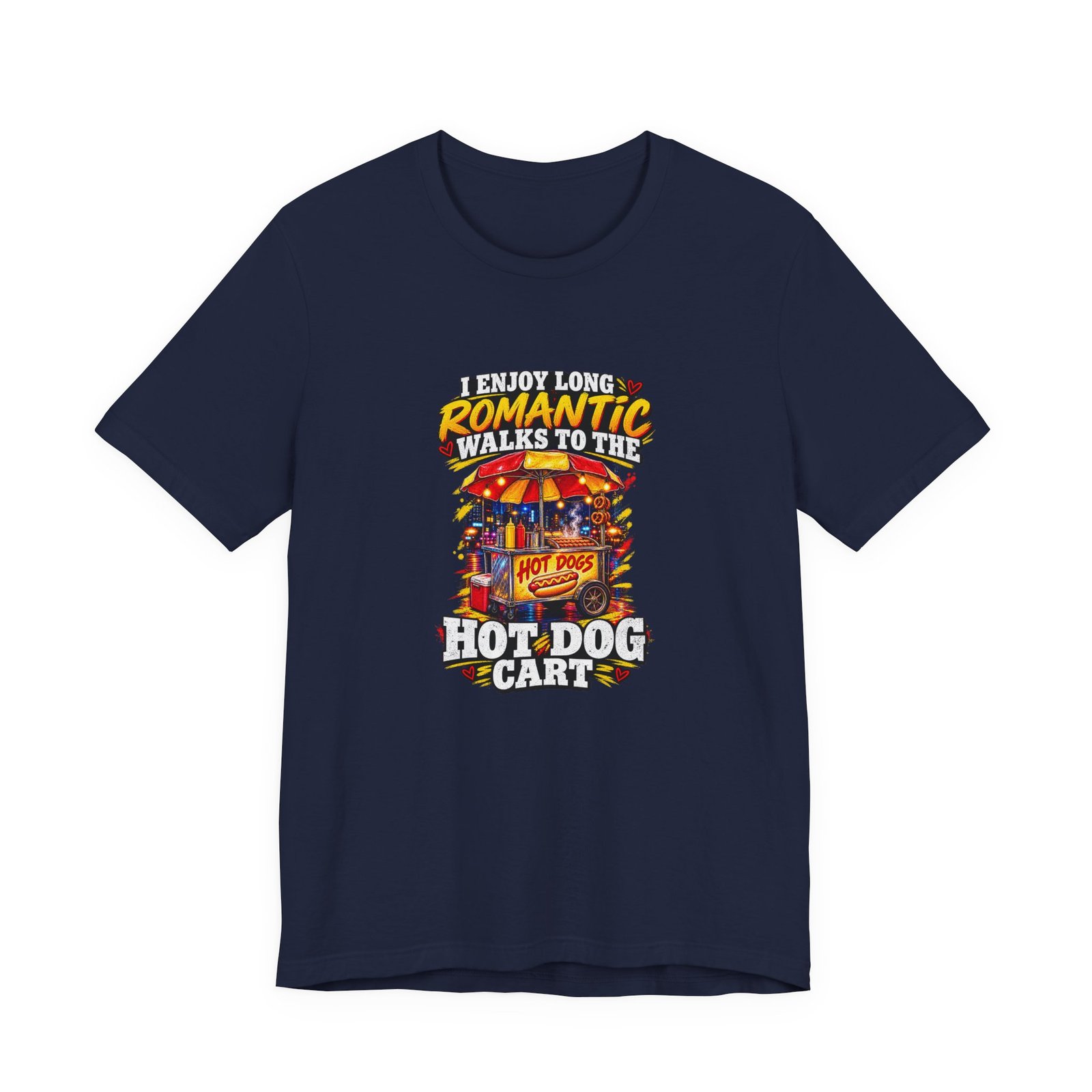 Romantic Walks To The Hot Dog Cart Graphic Tee - Image 33