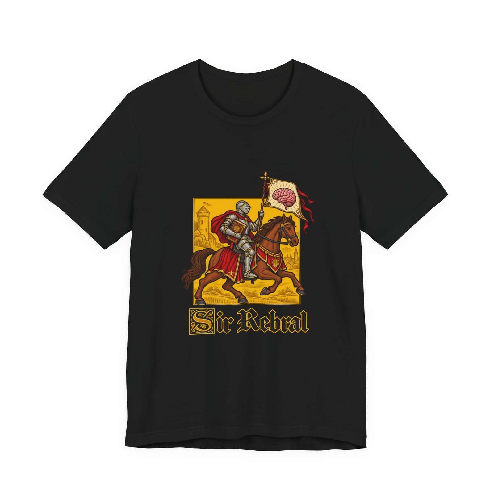 Sir Rebral Cerebral Knight Brain Banner Tee - Image 13