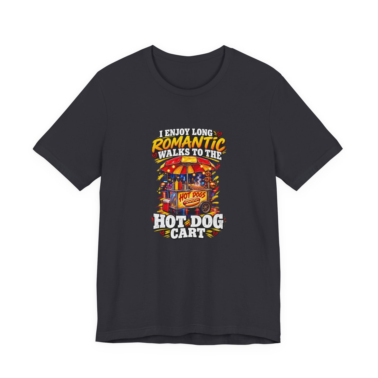 Romantic Walks To The Hot Dog Cart Graphic Tee - Image 21