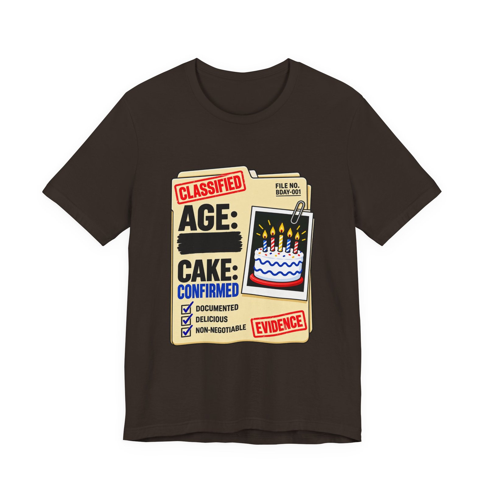 Classified Birthday Cake Funny Case Dossier Graphic Tee - Image 9