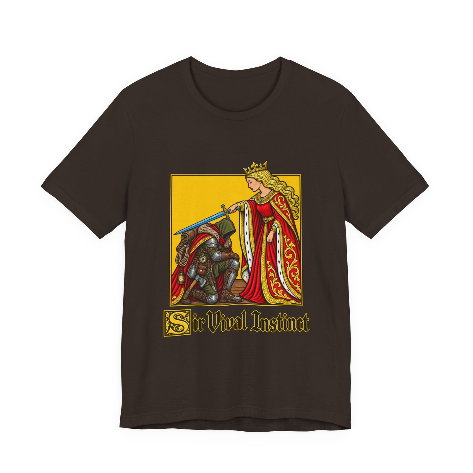 Sir Vival Instinct Medieval Survivalist Pun Graphic Tee - Image 9