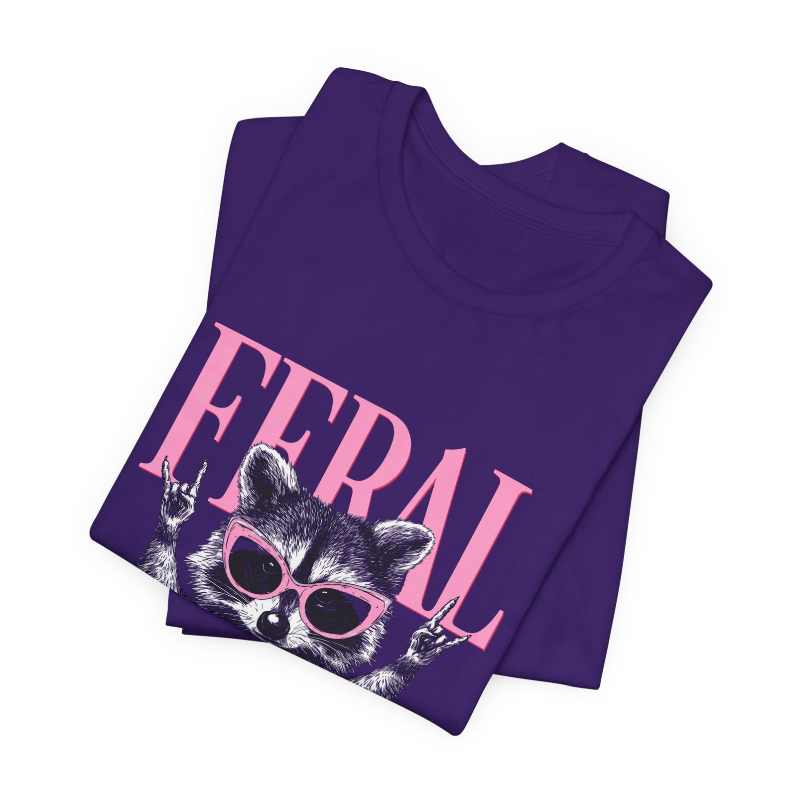 Feral Raccoon Pink Sunglasses Pearl Attitude Graphic Tee - Image 39