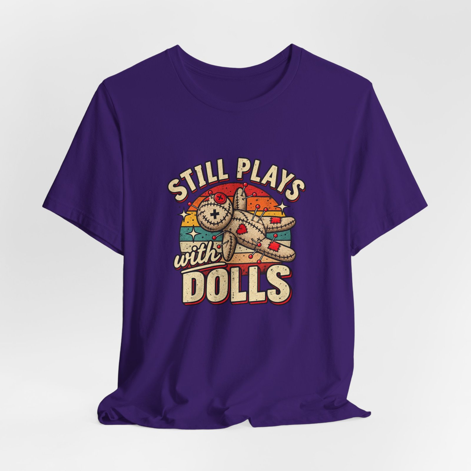 Still Plays With Dolls Voodoo Doll Halloween Humor Graphic Tee - Image 40
