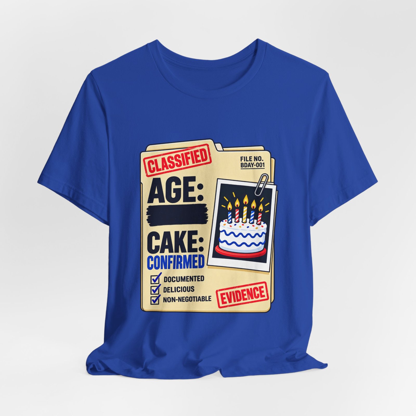 Classified Birthday Cake Funny Case Dossier Graphic Tee - Image 32