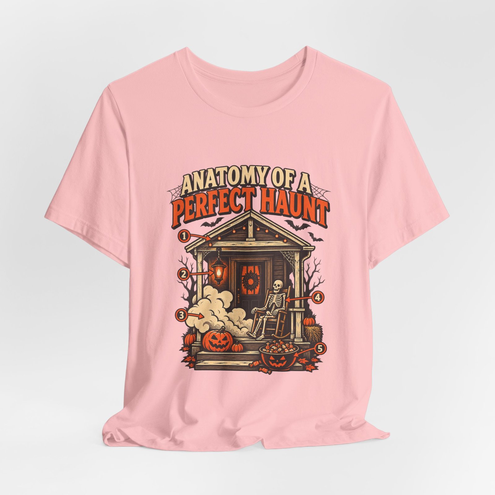 Anatomy Of A Haunted Porch Halloween Ghost Graphic Tee - Image 16