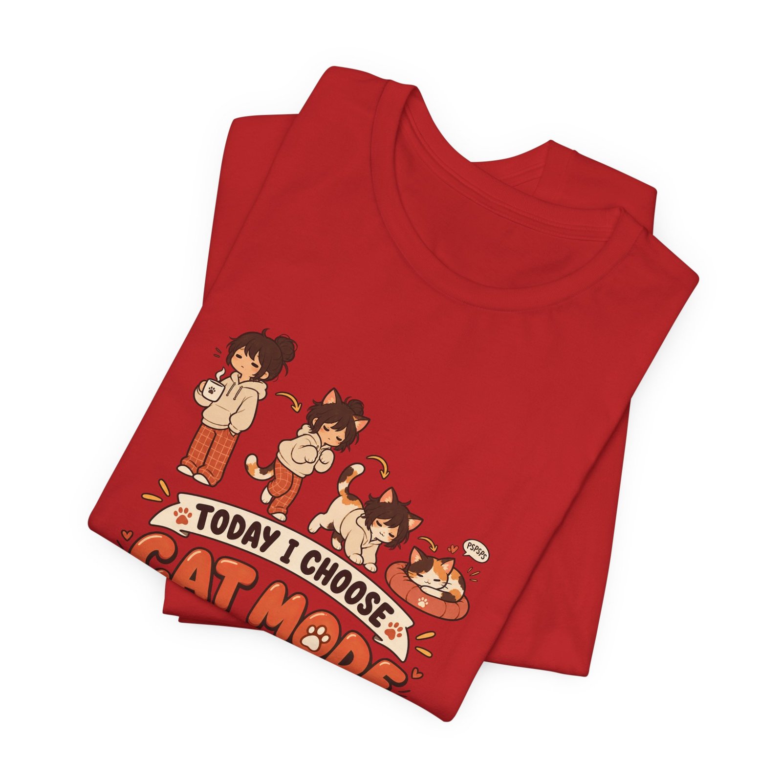 Cat Mode Transformation Cartoon Graphic Tee - Image 47
