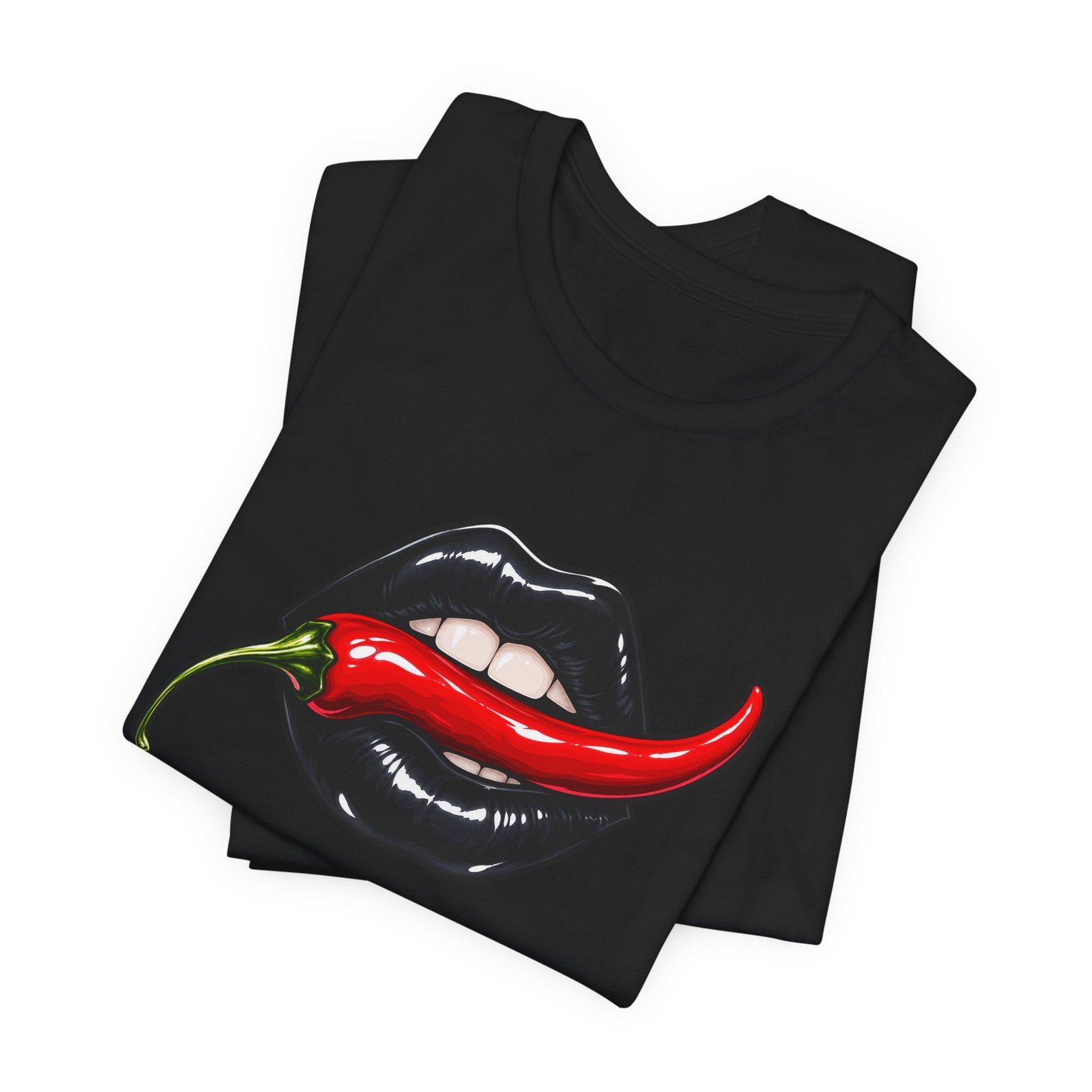 Chili Lips Bite Spicy Food Humor Graphic Tee - Image 15