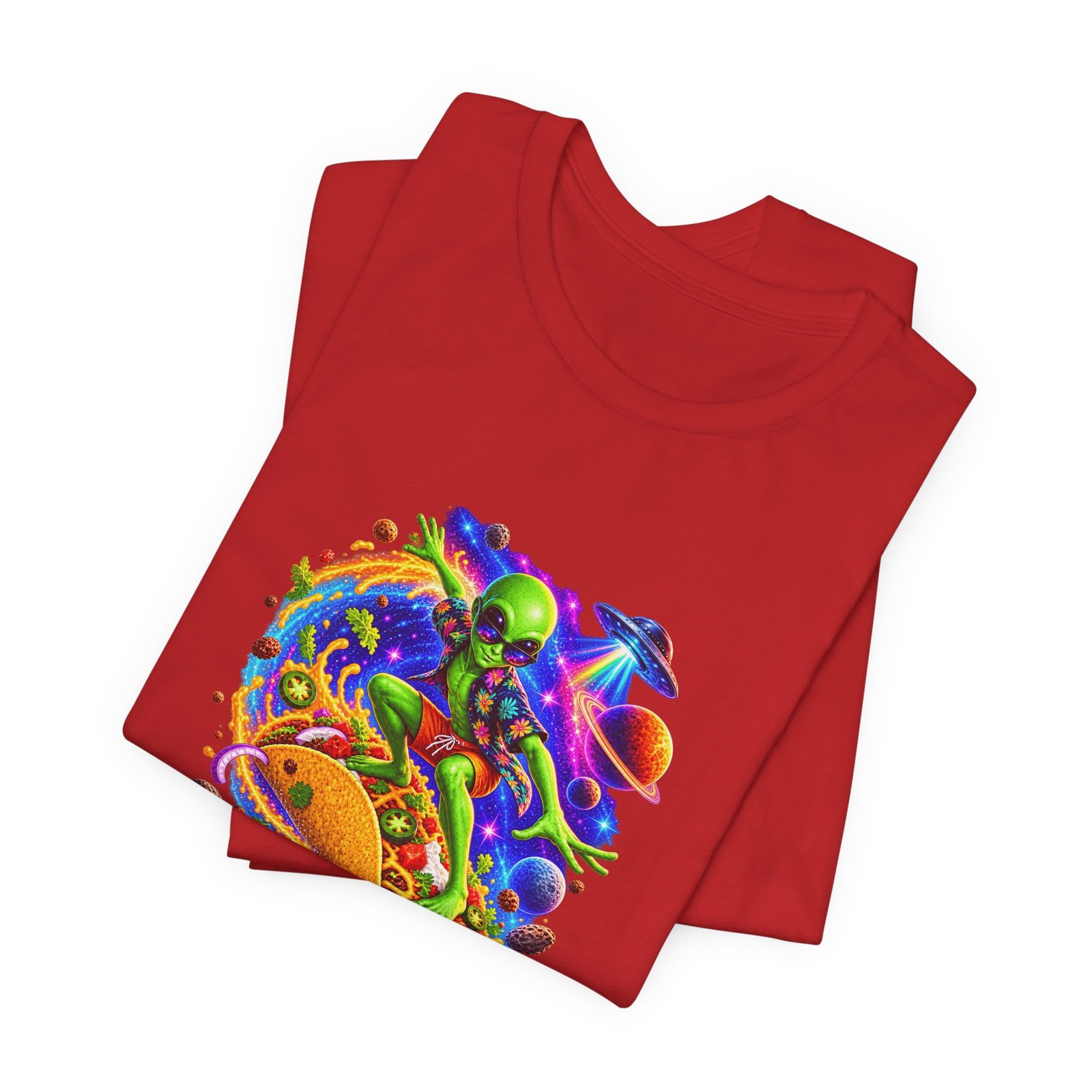 Alien Taco Space Surfer Graphic Tee - Image 47