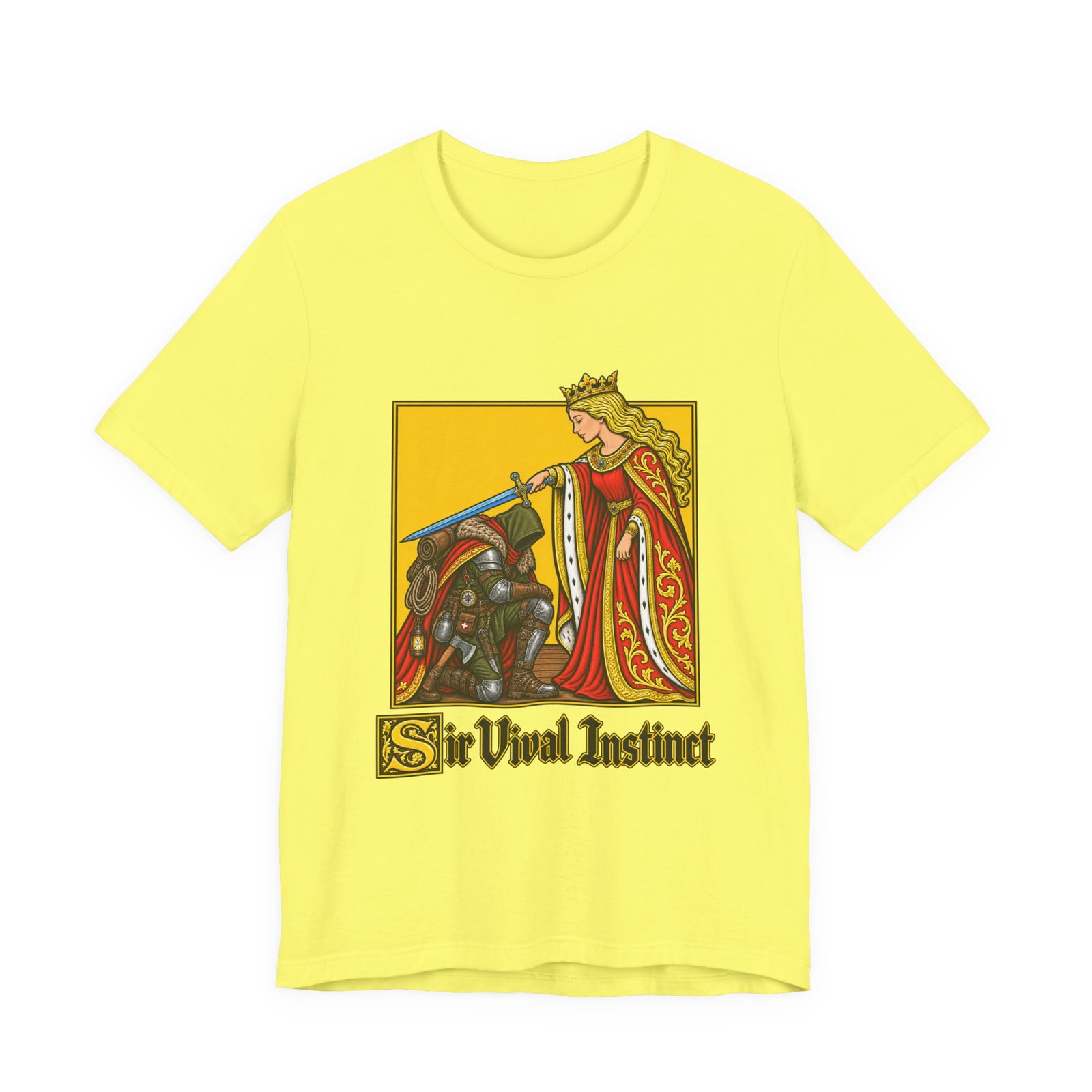 Sir Vival Instinct Medieval Survivalist Pun Graphic Tee - Image 17