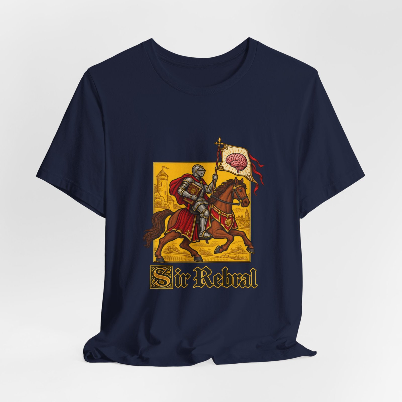 Sir Rebral Cerebral Knight Brain Banner Tee - Image 36