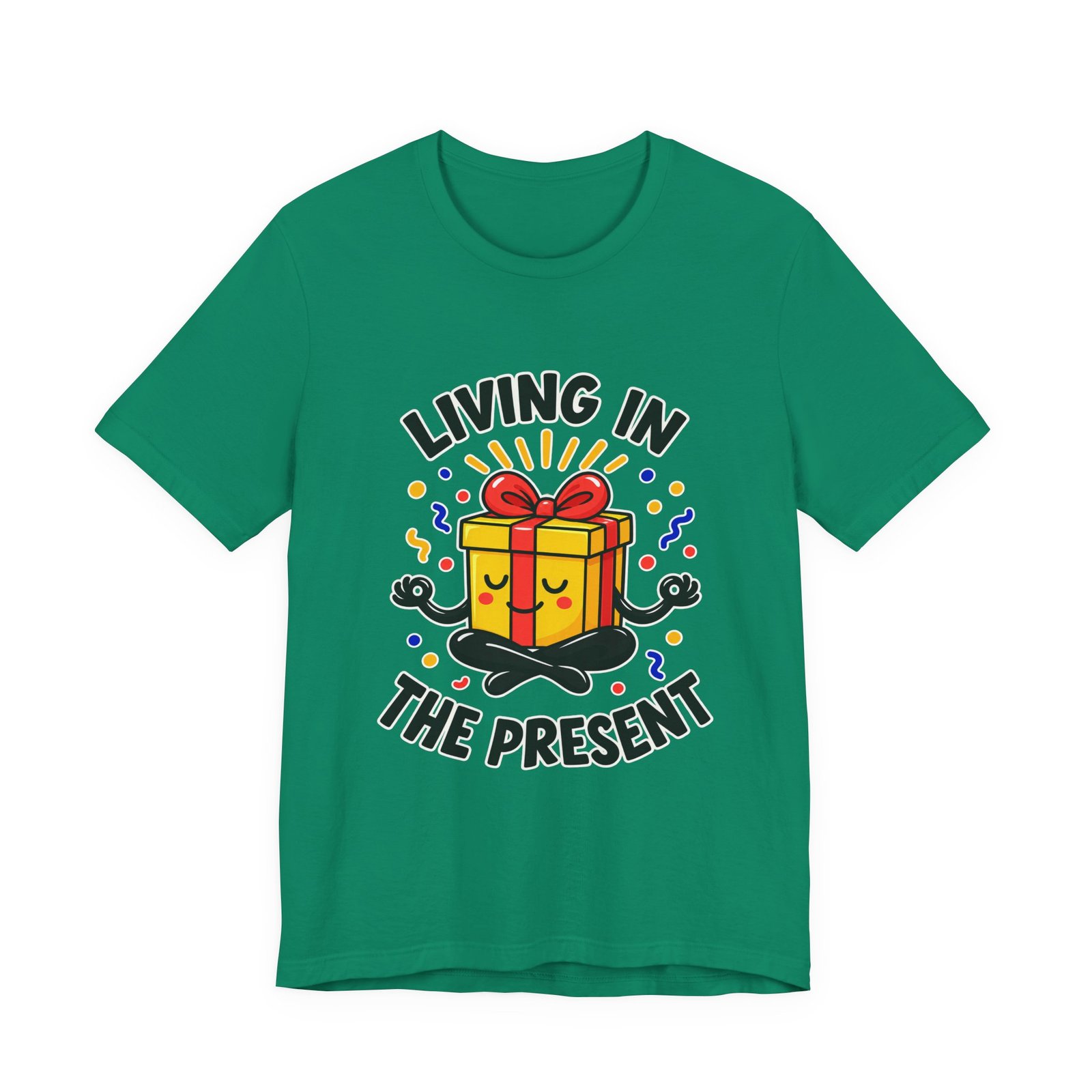 Living In The Present Meditating Gift Birthday Pun Graphic Tee - Image 25
