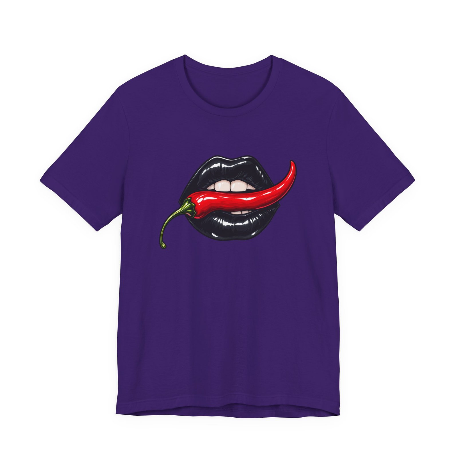 Chili Lips Bite Spicy Food Humor Graphic Tee - Image 37