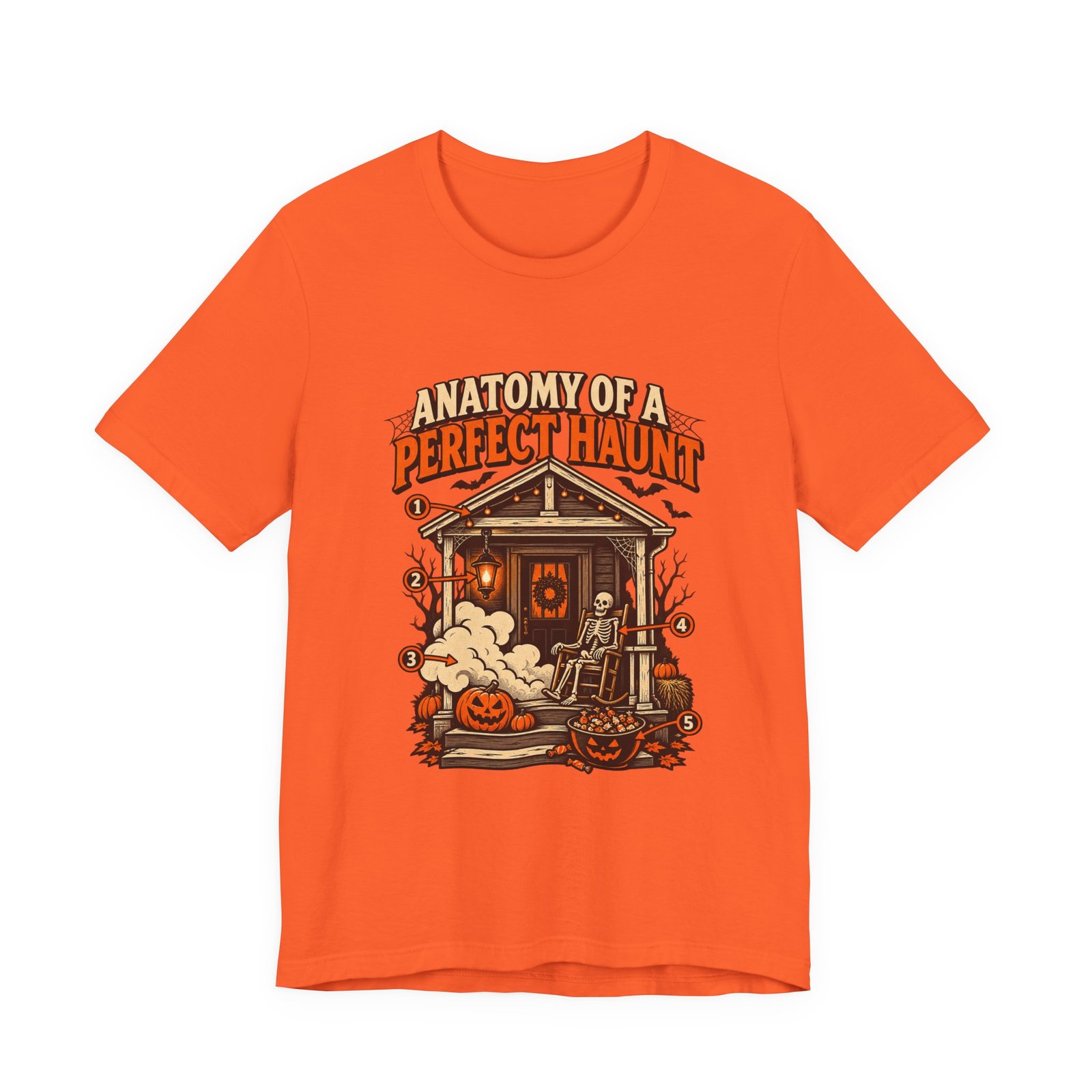 Anatomy Of A Haunted Porch Halloween Ghost Graphic Tee - Image 5