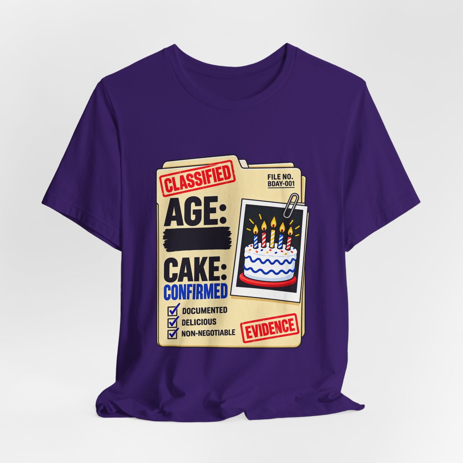 Classified Birthday Cake Funny Case Dossier Graphic Tee - Image 40