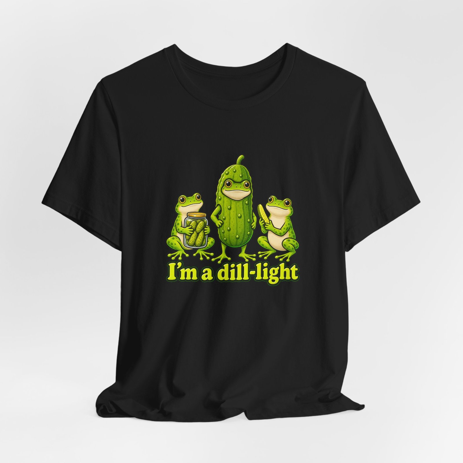 Im A Dill Light Funny Frog Pickle Pun Graphic Tee - Image 16