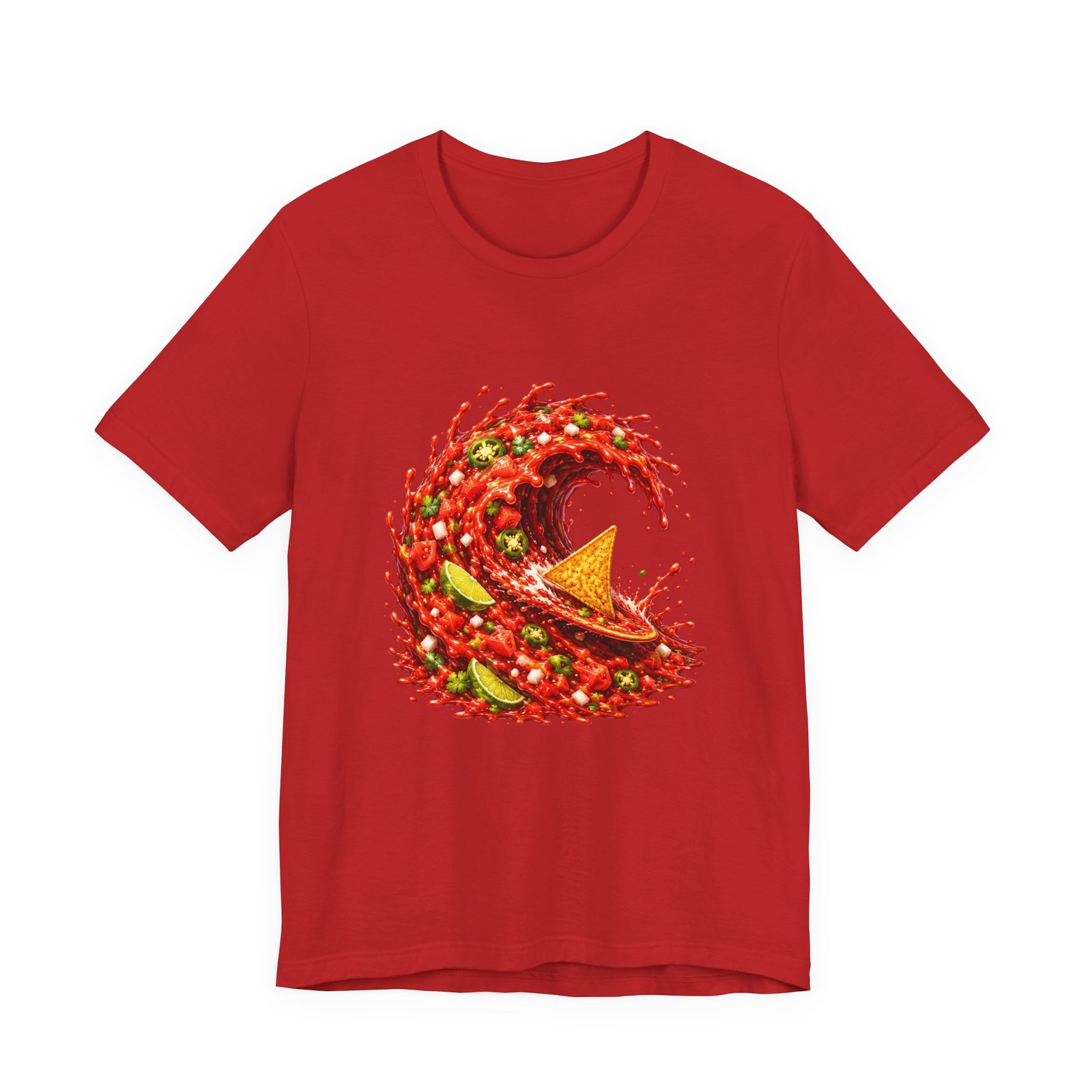 Tortilla Chip Surfing Spicy Salsa Wave Graphic Tee - Image 45