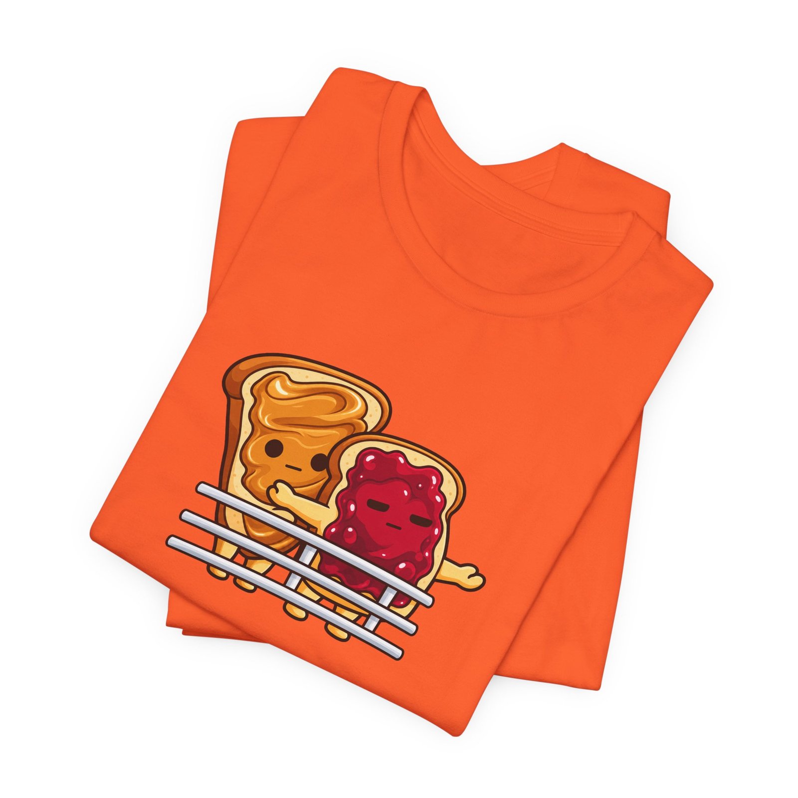 Cute Peanut Butter Jelly On Toast Lovers Ship Pose Graphic Tee - Image 7