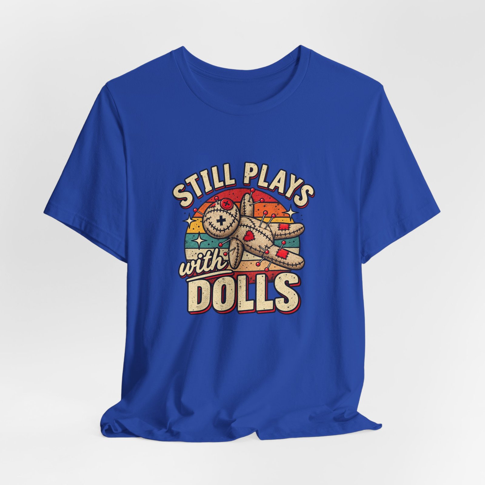 Still Plays With Dolls Voodoo Doll Halloween Humor Graphic Tee - Image 32