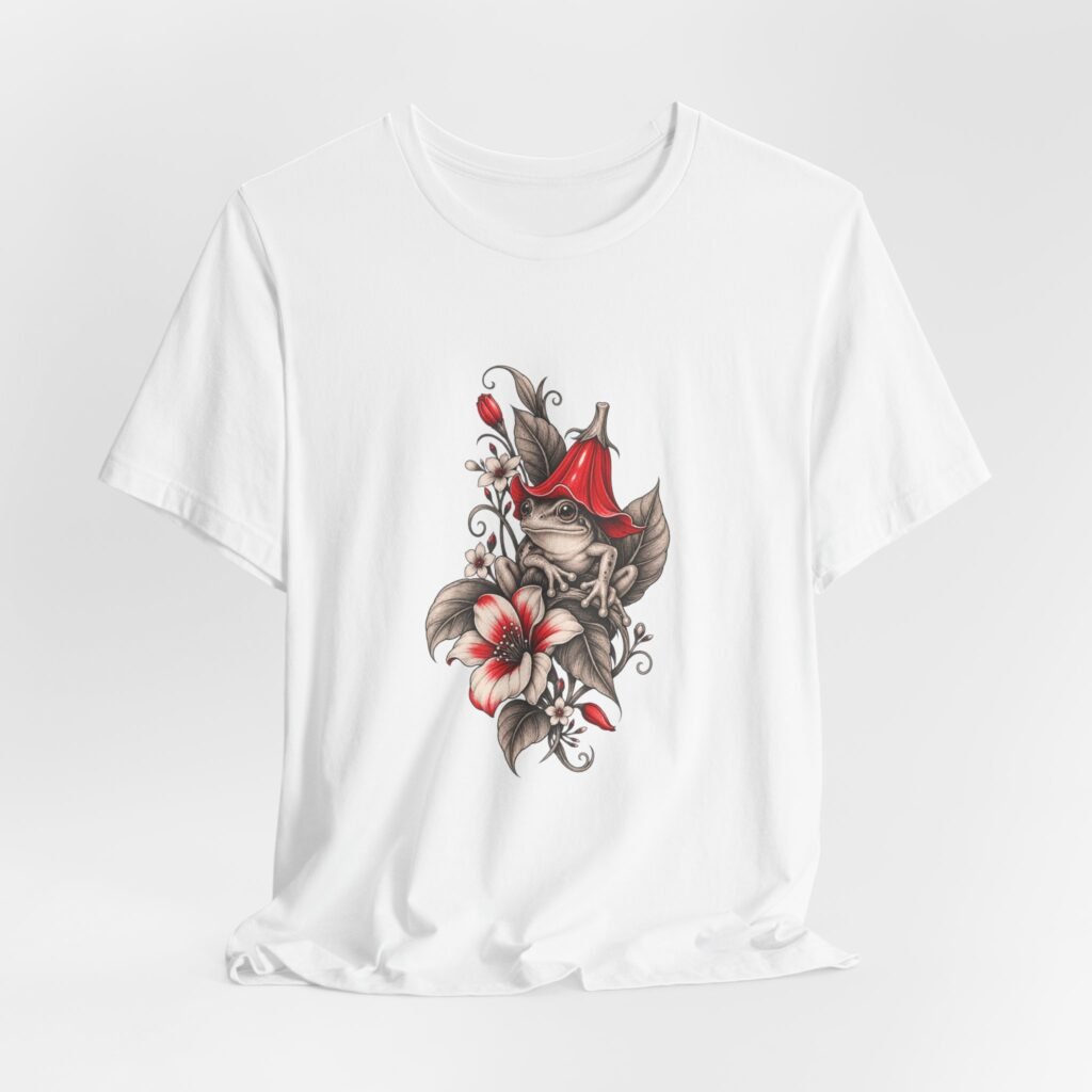 Frog In Bell Flower Hat Graphic Tee