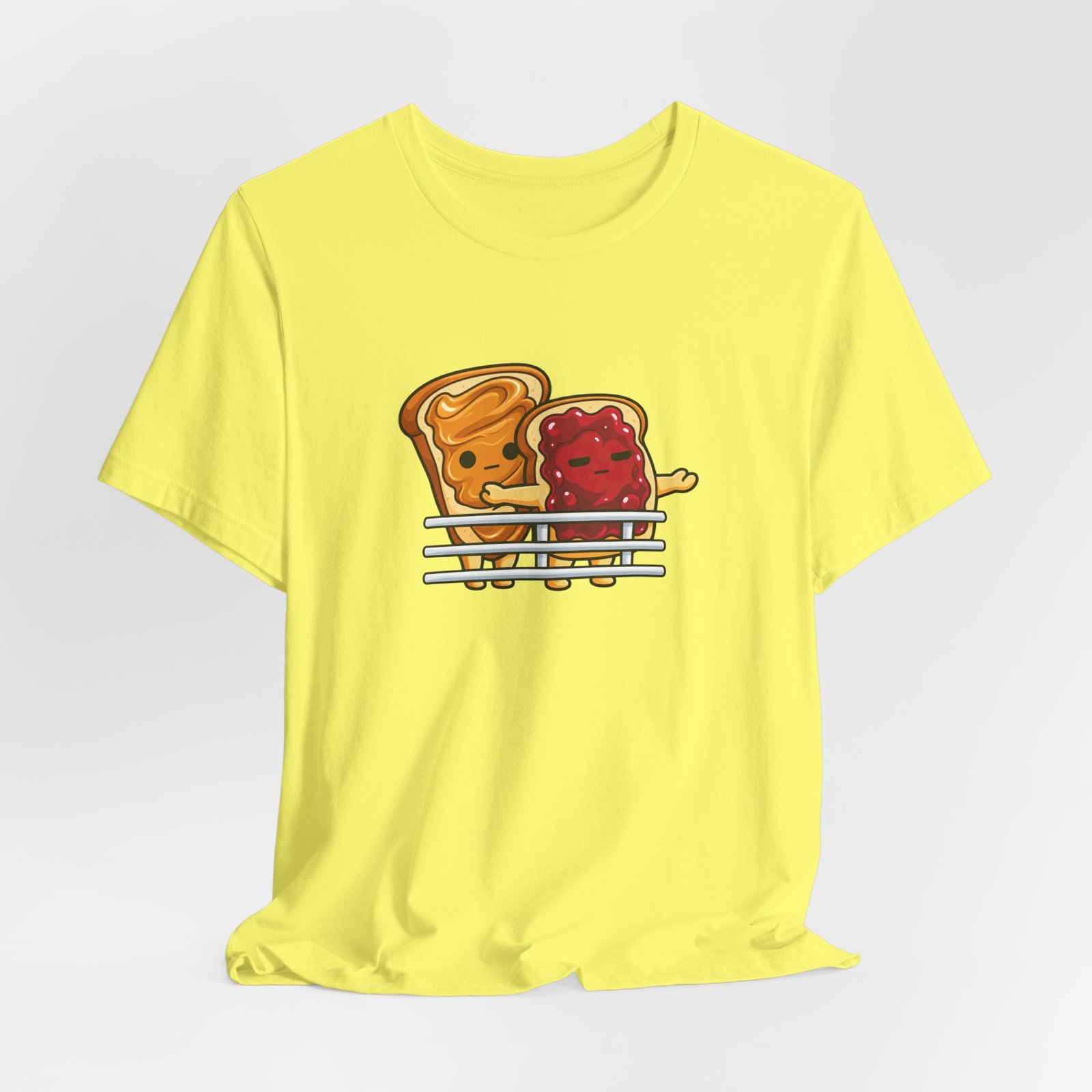 Cute Peanut Butter Jelly On Toast Lovers Ship Pose Graphic Tee - Image 12