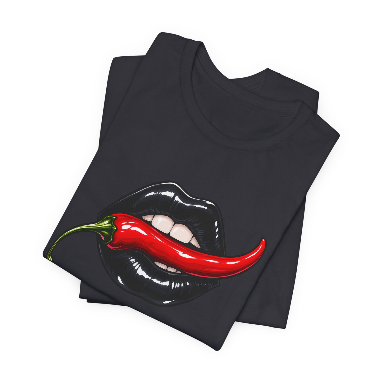 Chili Lips Bite Spicy Food Humor Graphic Tee - Image 23
