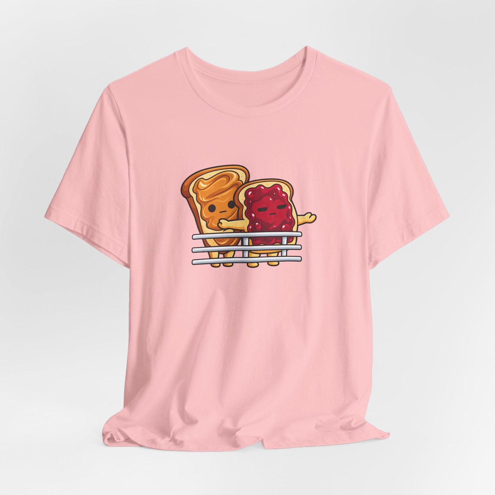Cute Peanut Butter Jelly On Toast Lovers Ship Pose Graphic Tee - Image 16