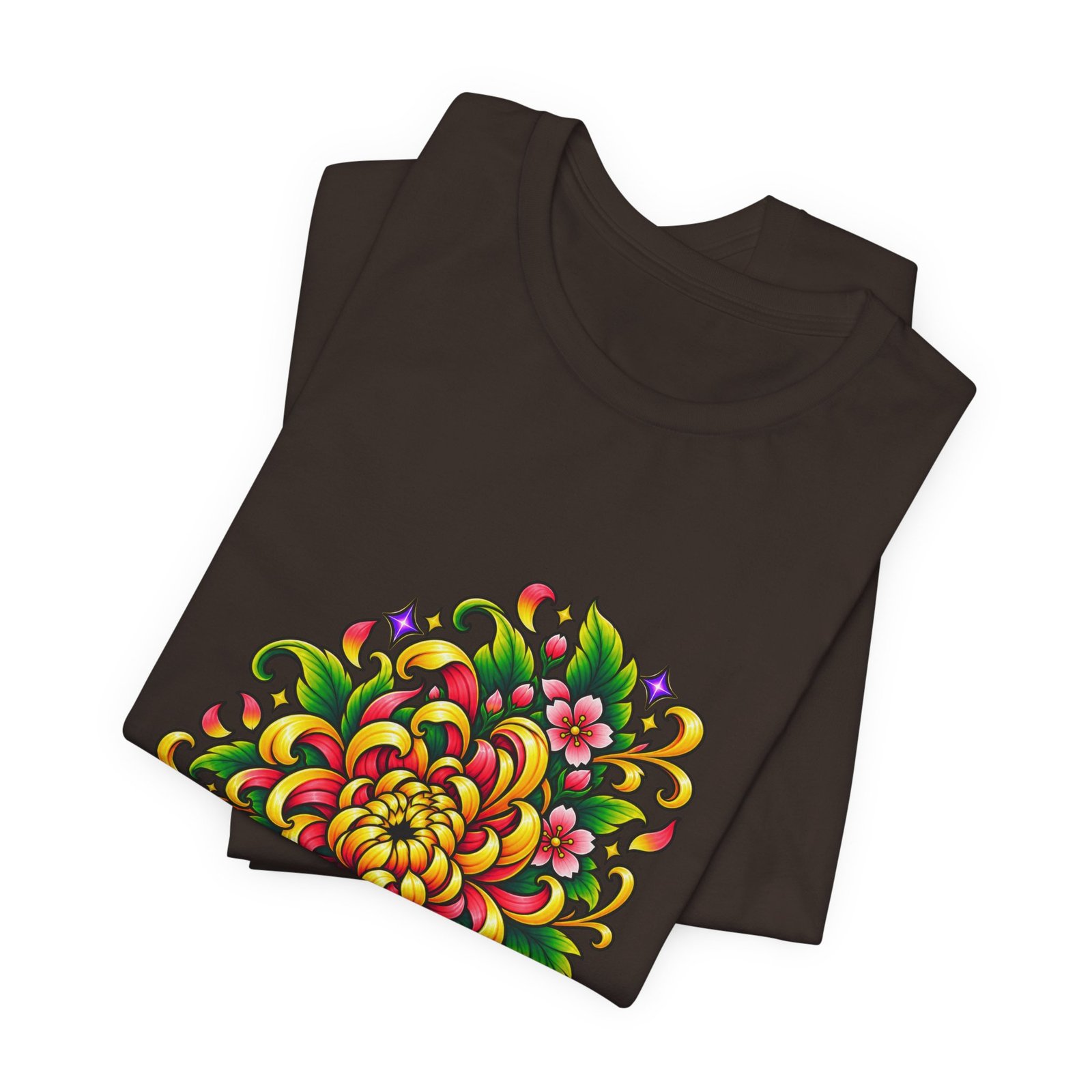 Vivid Chrysanthemum Floral Blossom Graphic Tee - Image 11