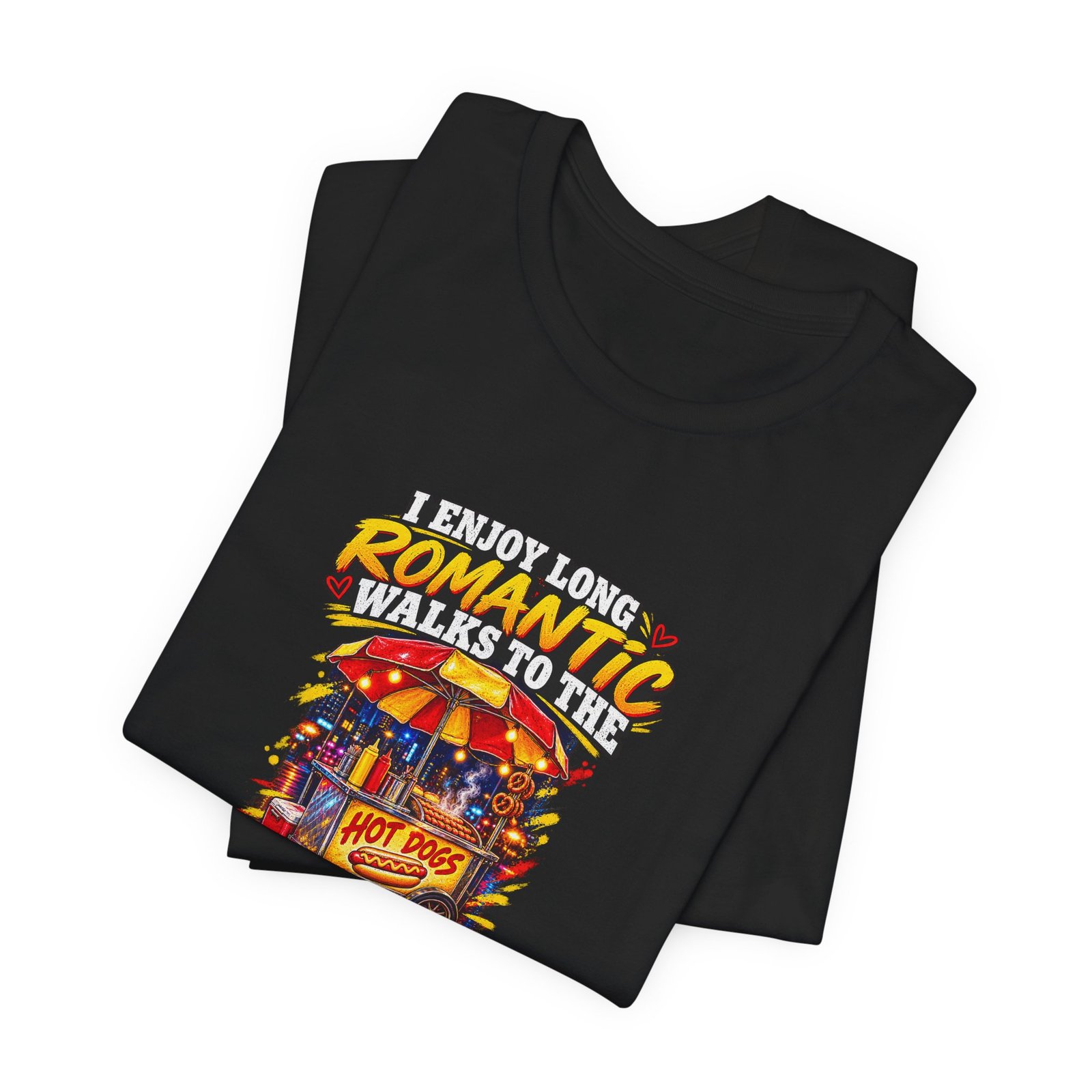 Romantic Walks To The Hot Dog Cart Graphic Tee - Image 15