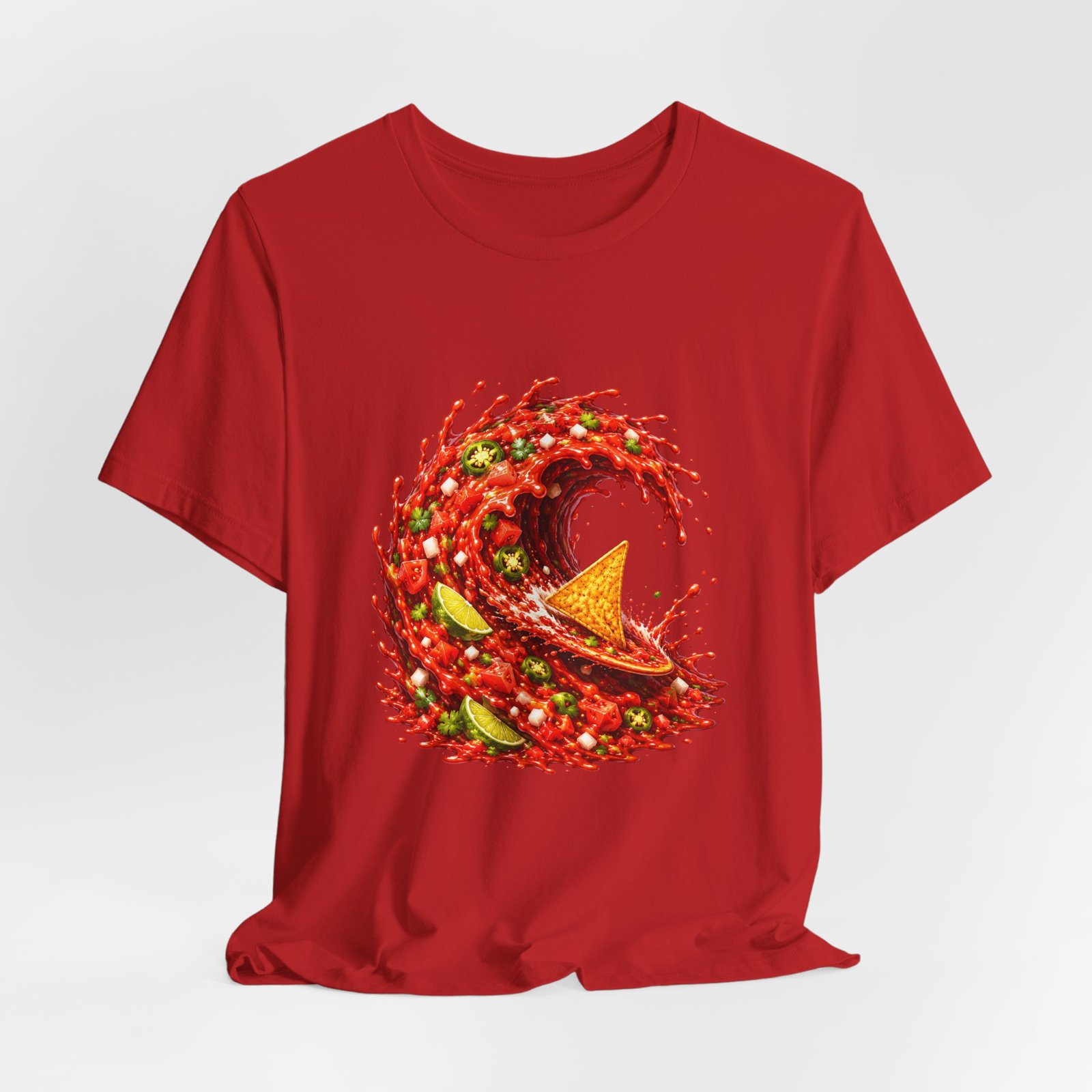 Tortilla Chip Surfing Spicy Salsa Wave Graphic Tee - Image 48
